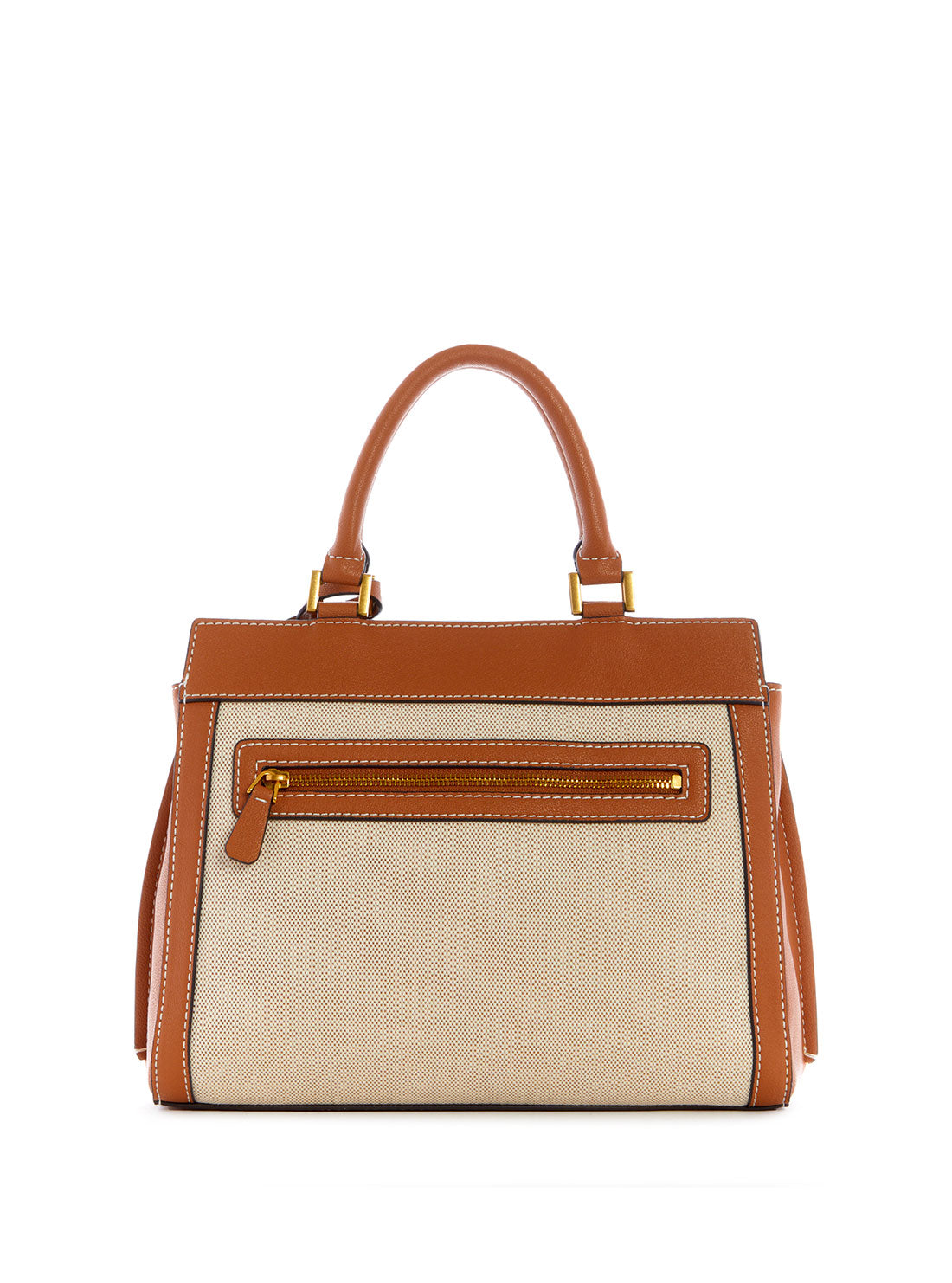 GUESS Womens Cognac Brown Katey Canvas Luxury Satchel HA787026 Back View