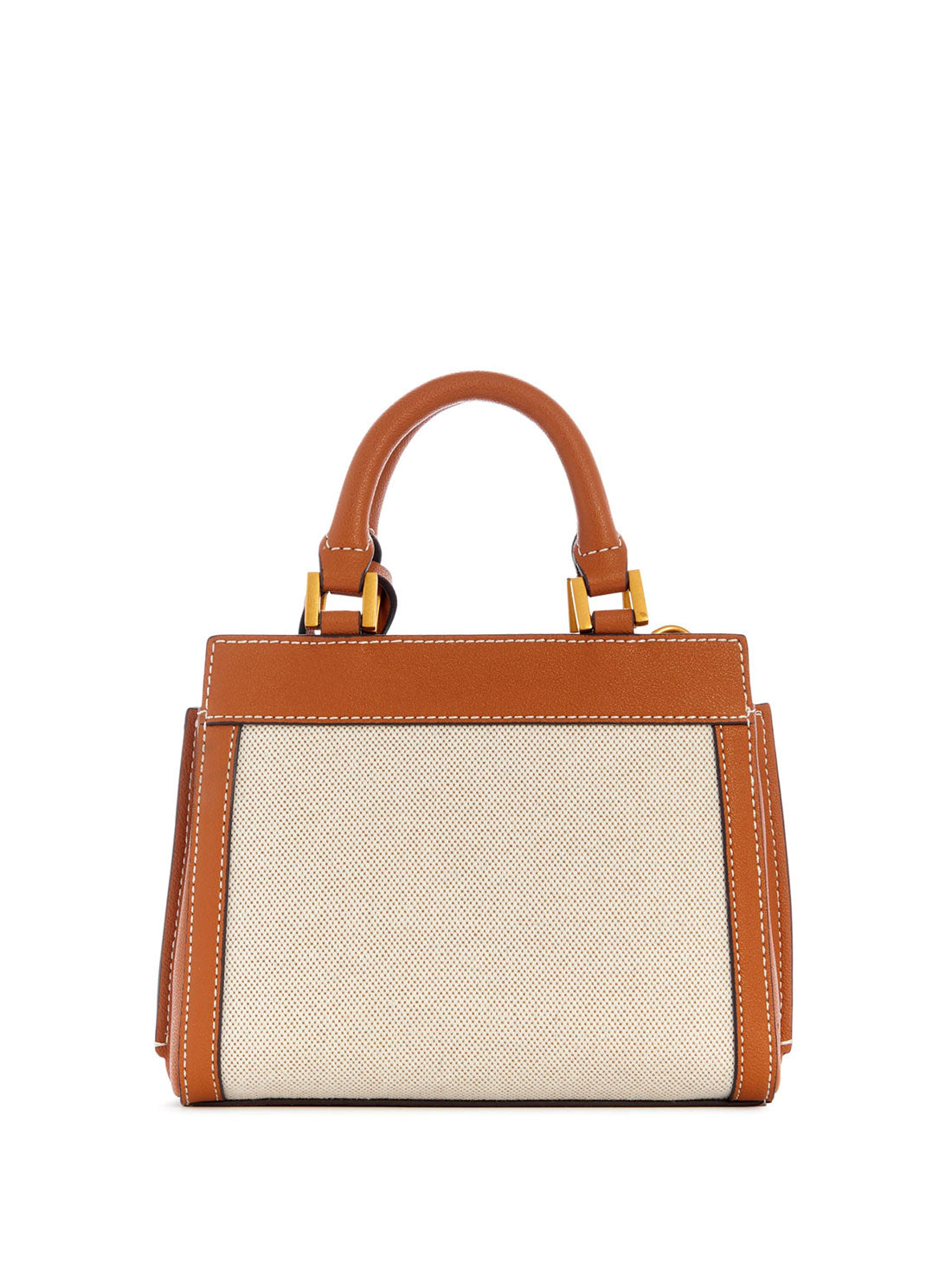 GUESS Womens Natural Cognac Brown Katey Canvas Mini Satchel HA787073 Back View