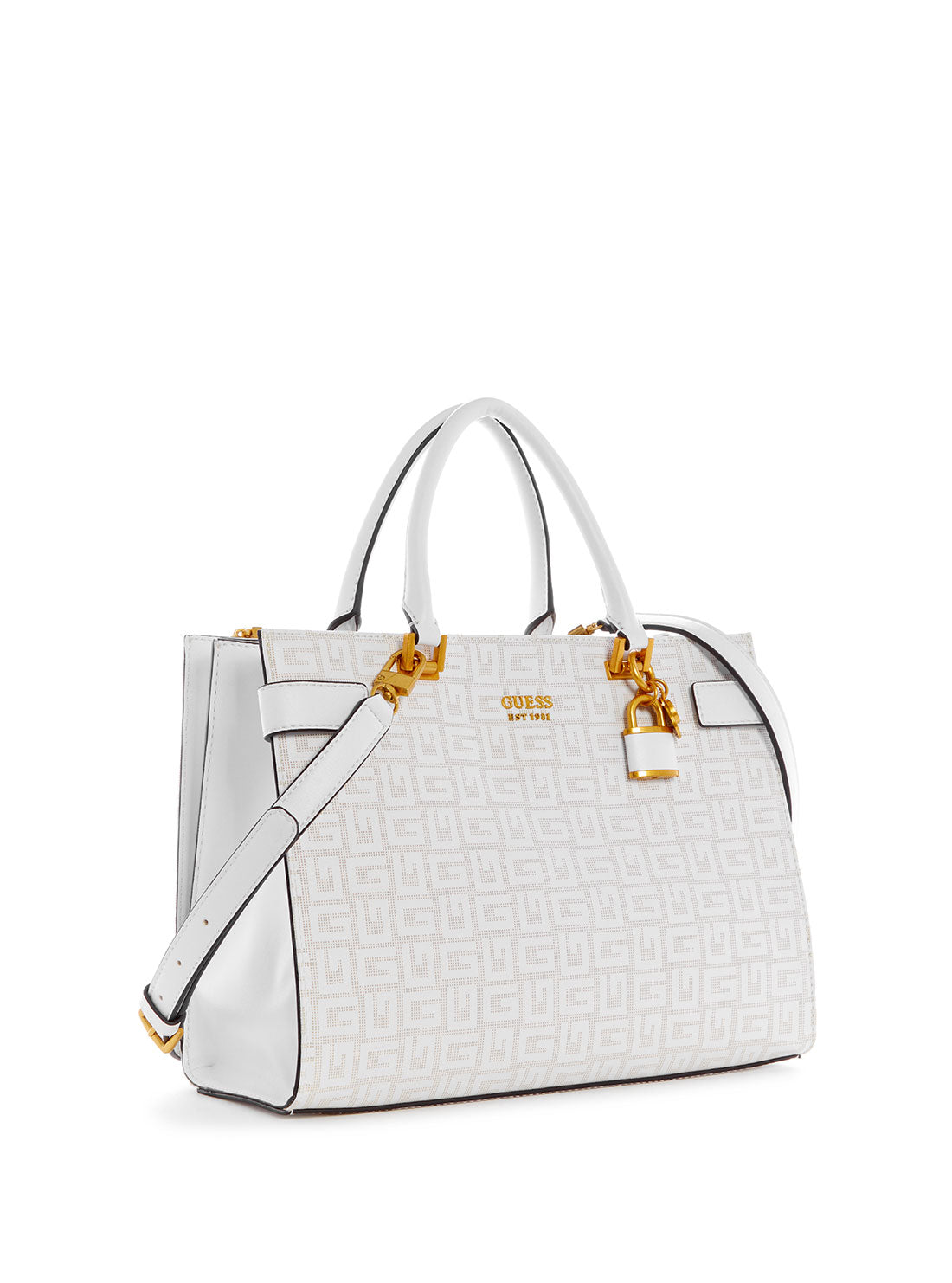 GUESS Womens White Atene Society Satchel XA841906 Side View
