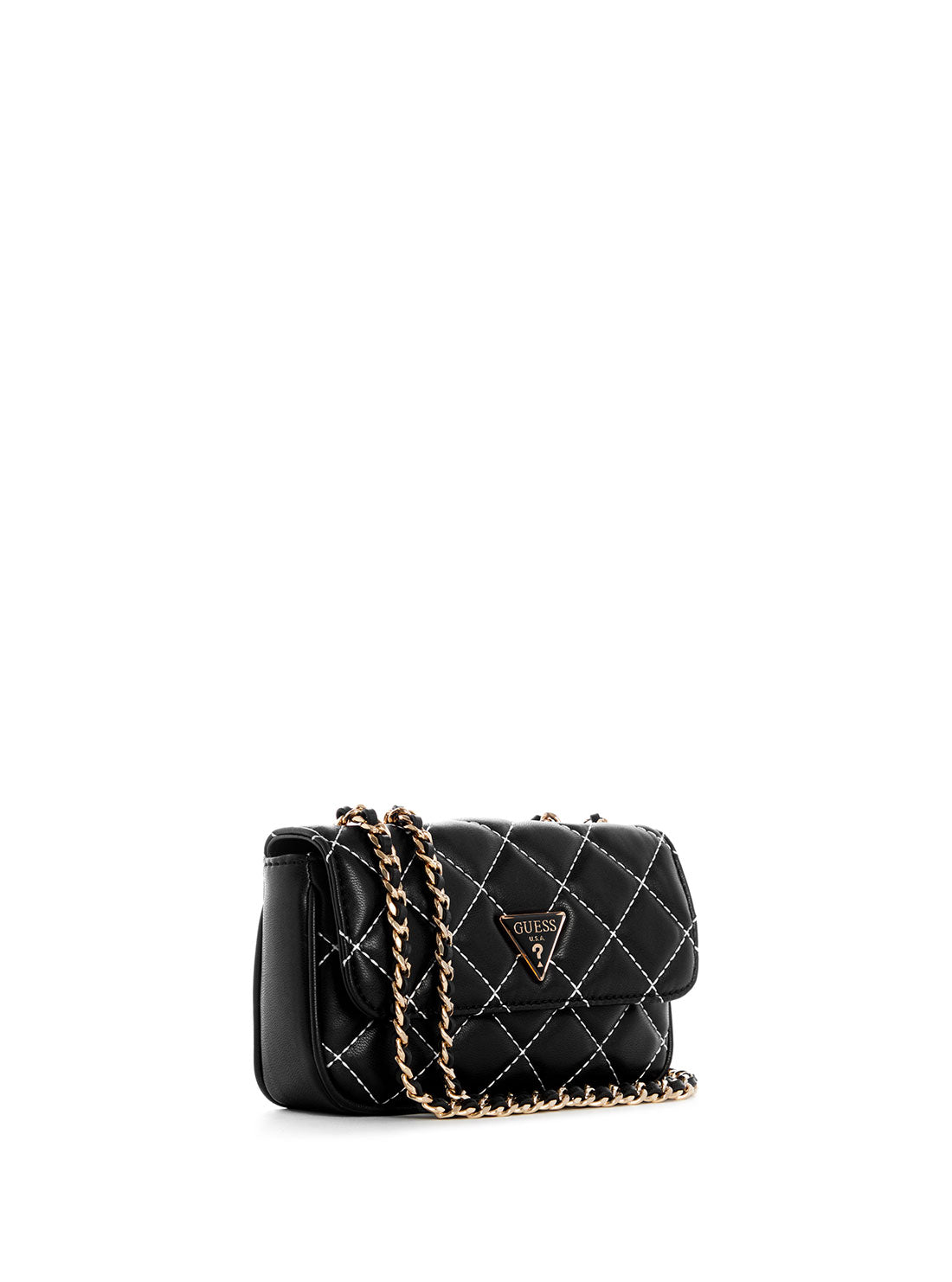 GUESS Womens Black Cessily Micro Mini Crossbody Bag QC767978 Front Side View