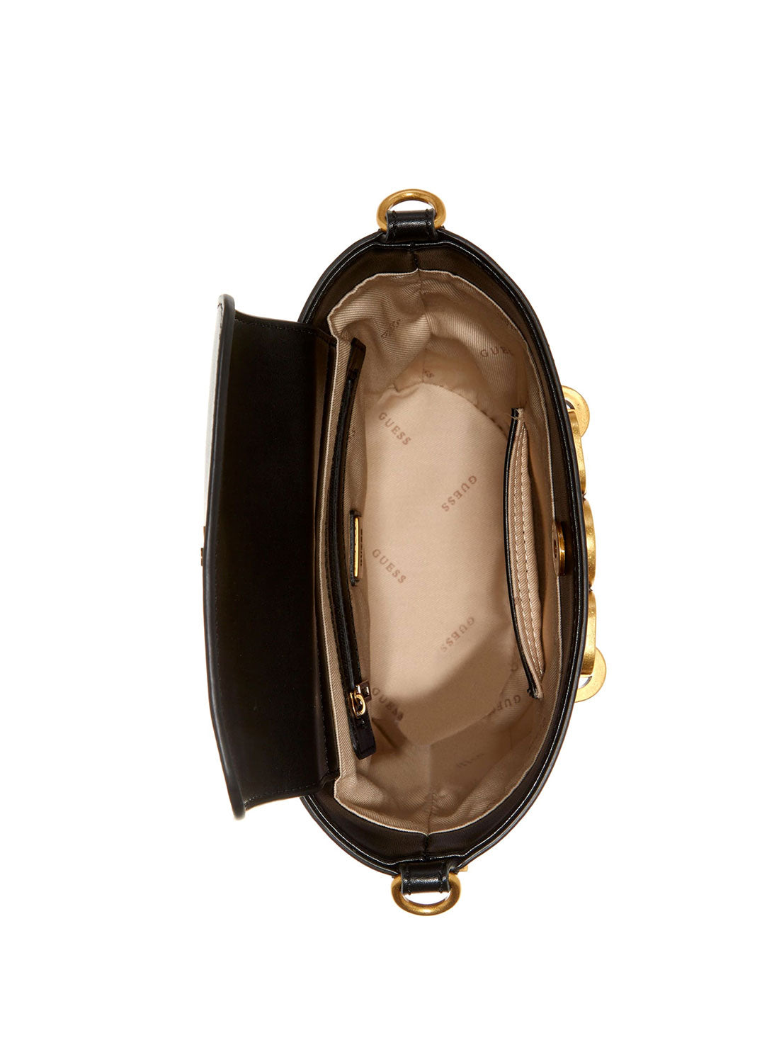 GUESS Womens  Black  Hensely Crossbody Bucket Bag VB811301 Inside View