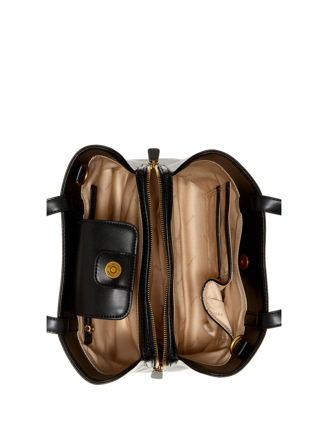 GUESS Womens  Black Hensely Girlfriend Satchel  VB811307 Inside View
