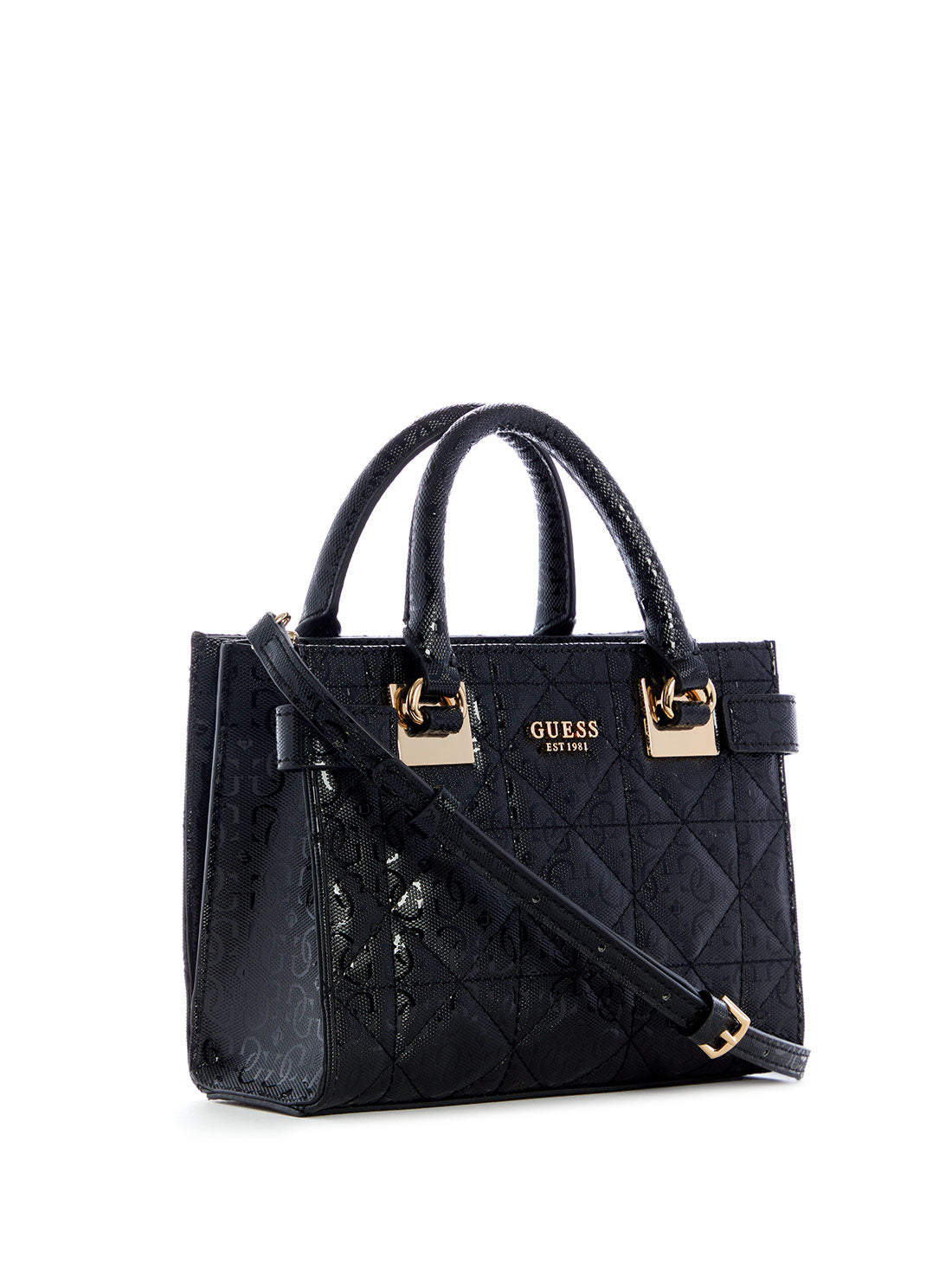 GUESS Womens Black Malia Mini Satchel Bag GG848876 Side View
