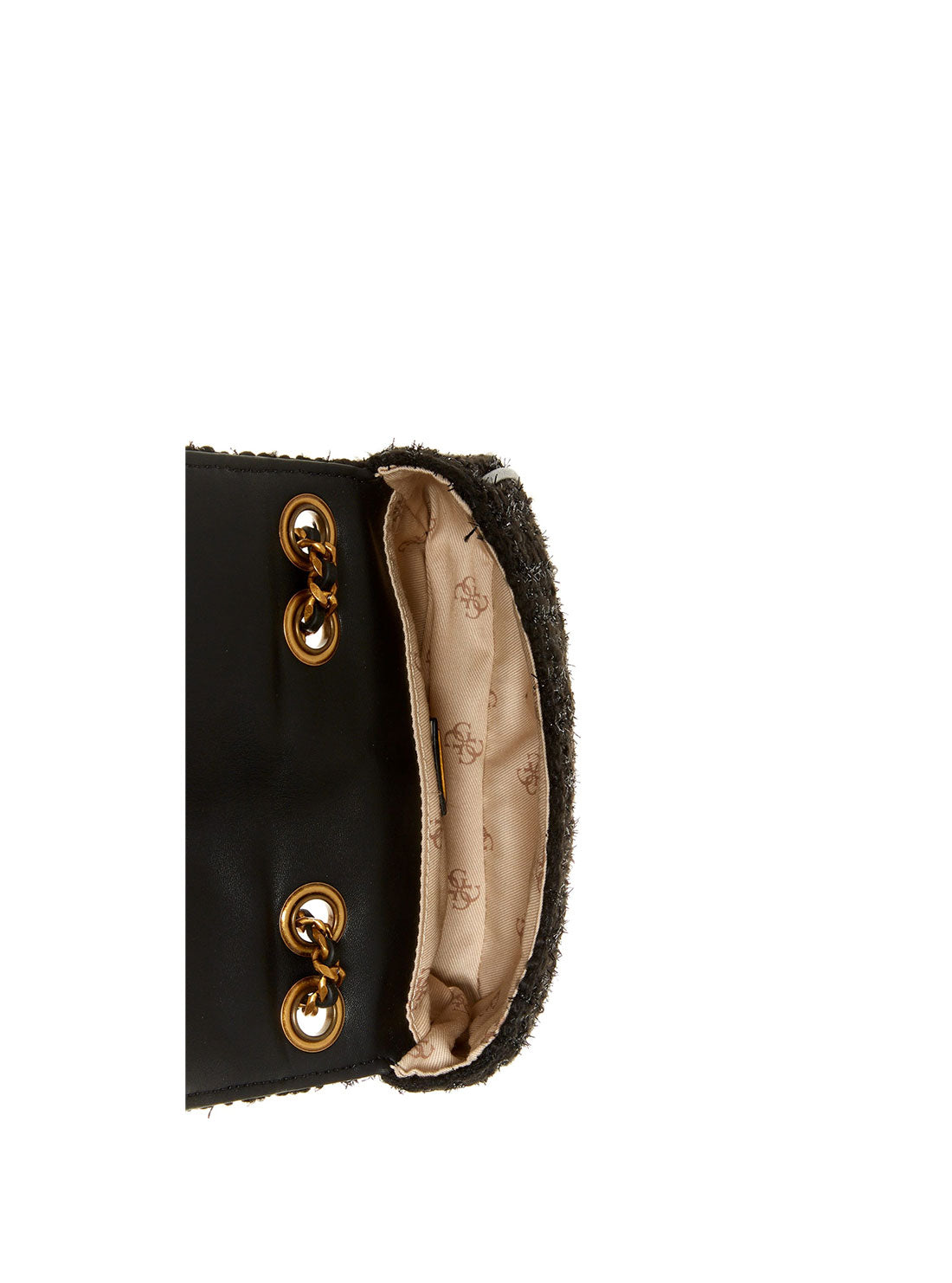 GUESS Womens Black Tweed Cessily Micro Mini Crossbody Bag TA767978 Inside View