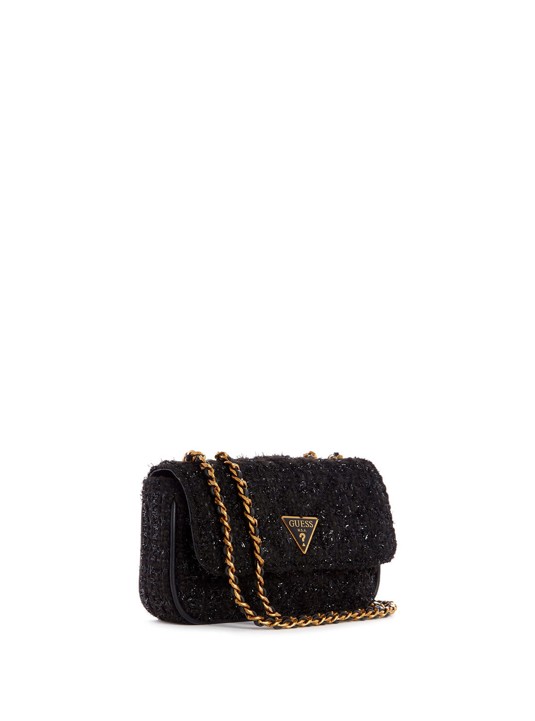 GUESS Womens Black Tweed Cessily Micro Mini Crossbody Bag TA767978 Side View