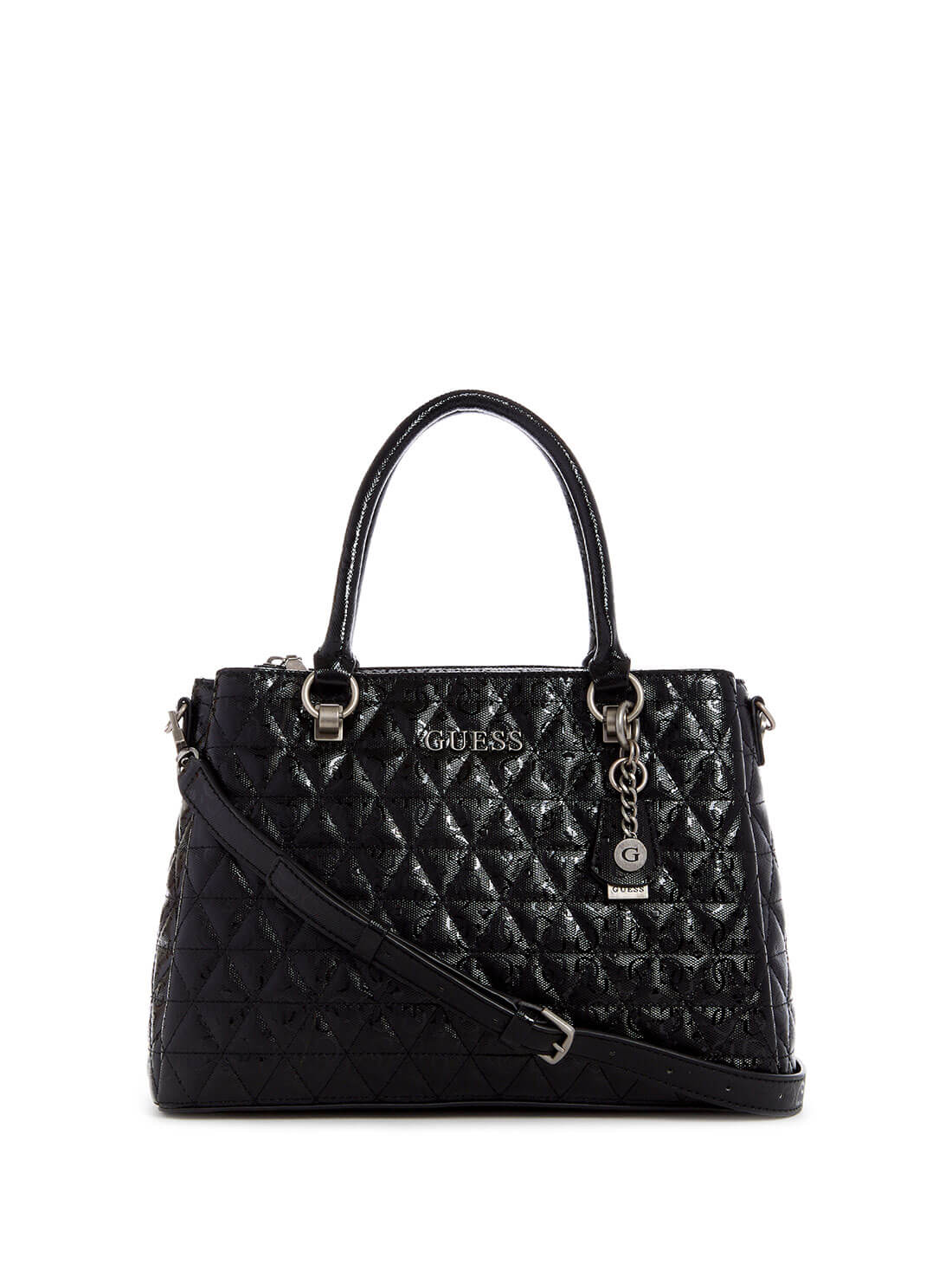 GUESS Womens Black Wessex Triple Compartment Satchel GN837906 Front View