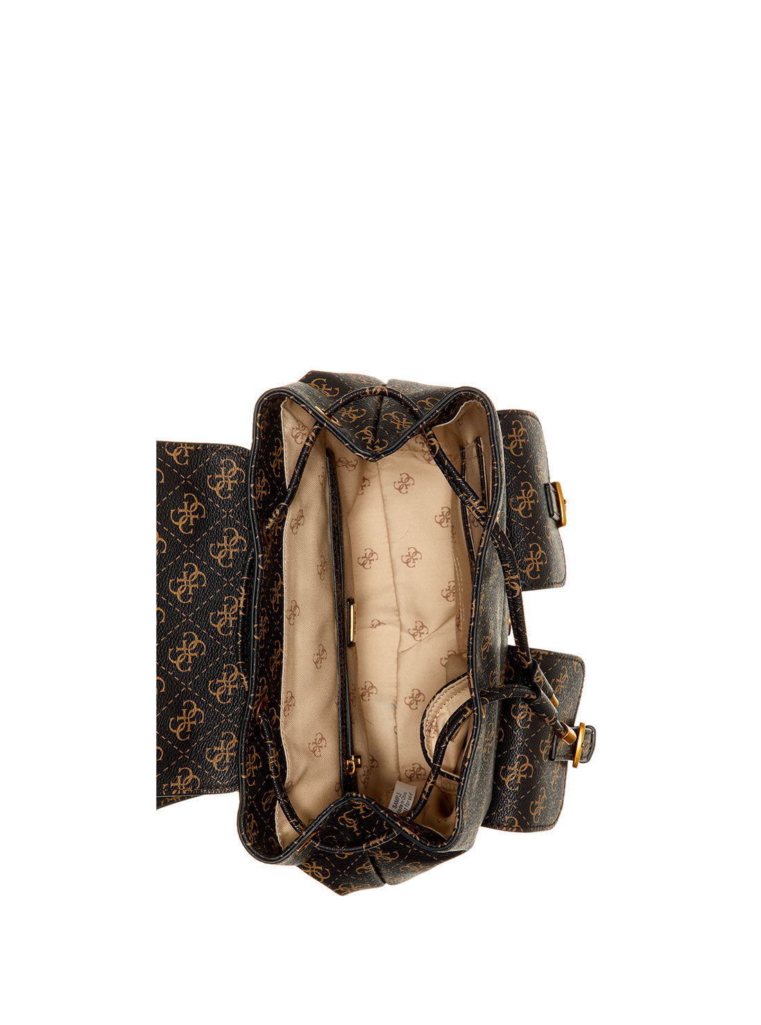 GUESS Womens Black Brown No Limit Logo Backpack SB848632 Inside View