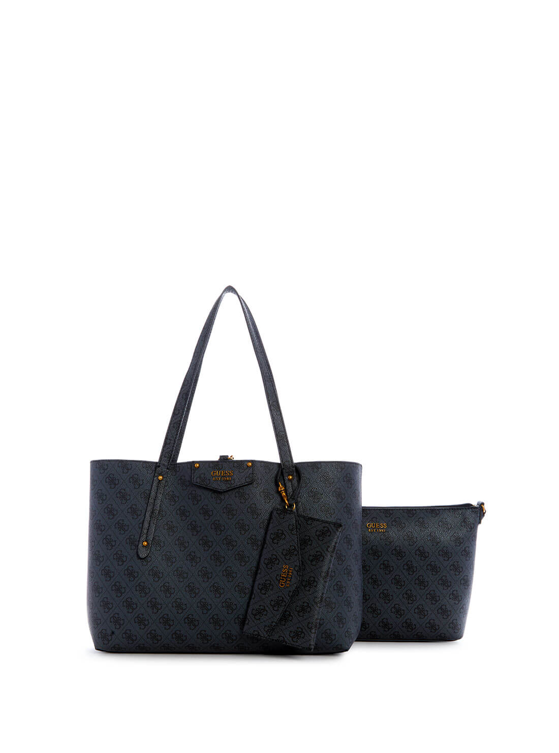 GUESS Women's Eco Black Brenton Tote Bag ESB839023 Front Clutch View