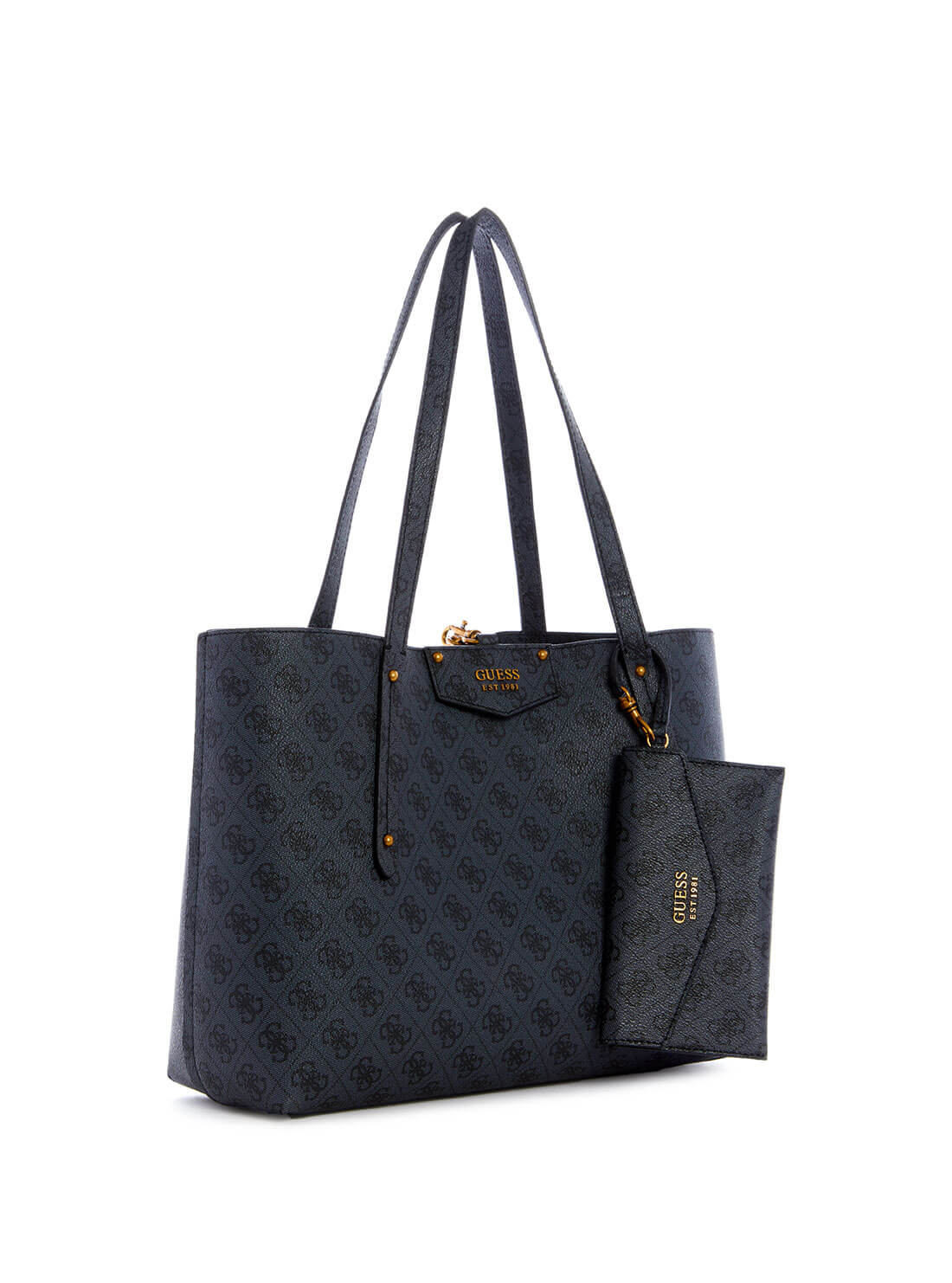 GUESS Women's Eco Black Brenton Tote Bag ESB839023 Front Side View