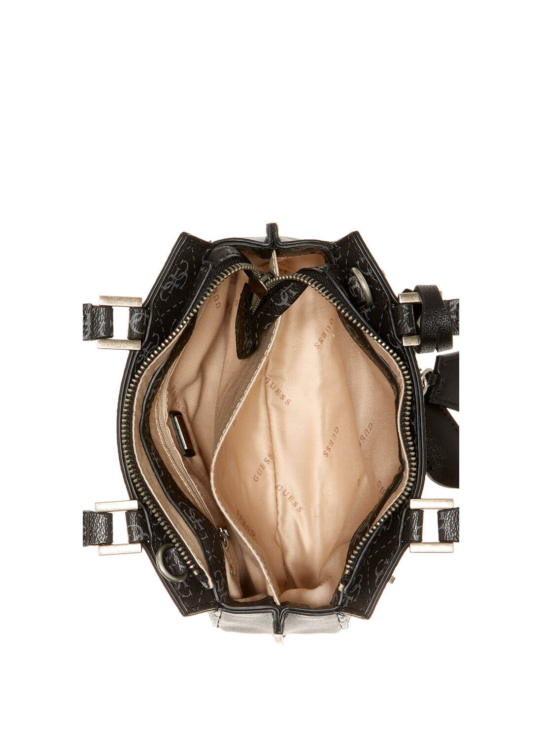 GUESS Womens Black Multi Katey Mini Satchel QN787076 Inside View
