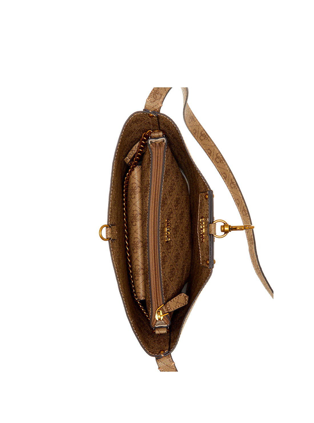 GUESS Women's Eco Brown Brenton Bucket Bag ESB839001 Inside View