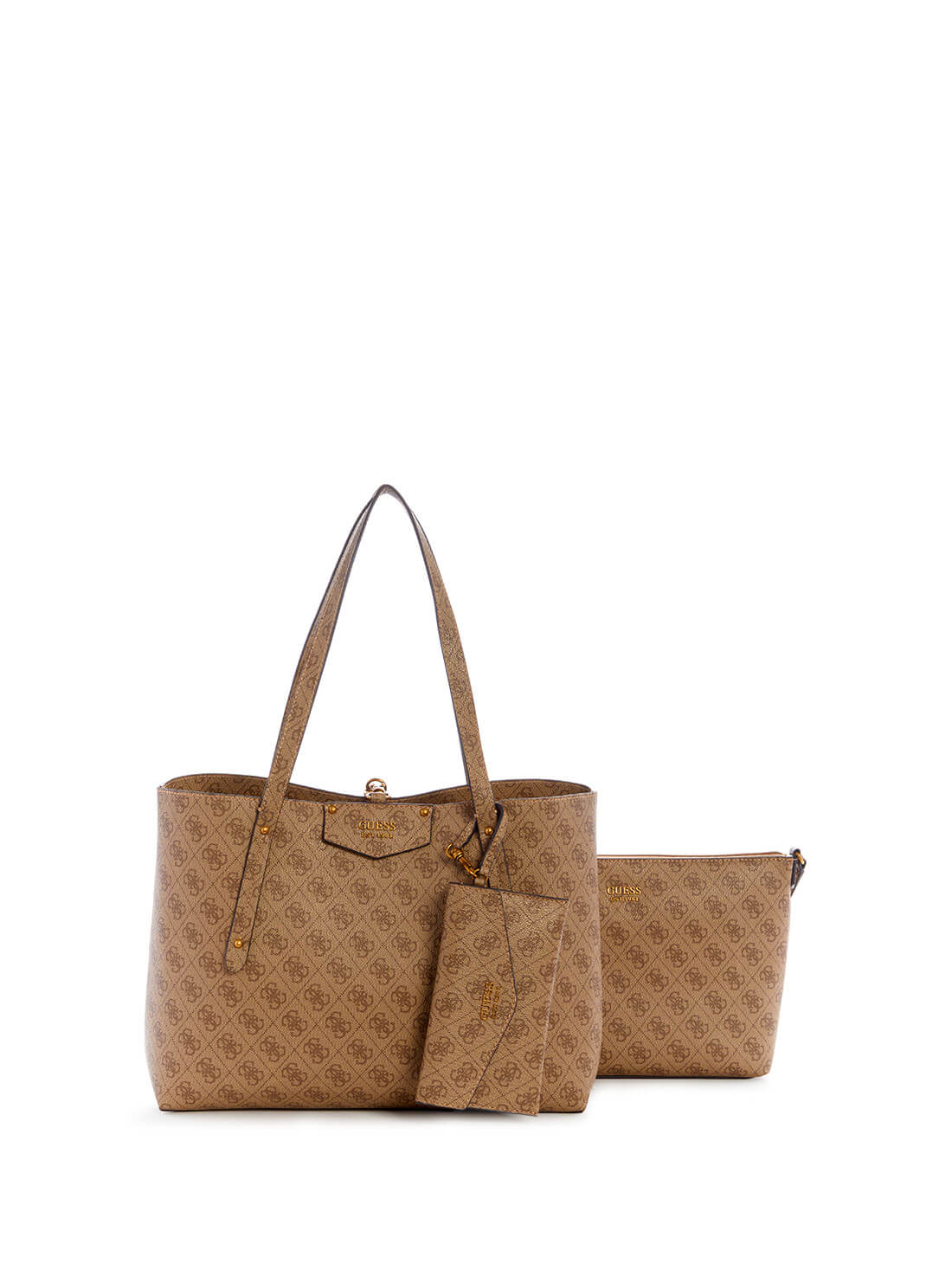 GUESS Women's Eco Brown Brenton Tote Bag ESB839023 Front Clutch View
