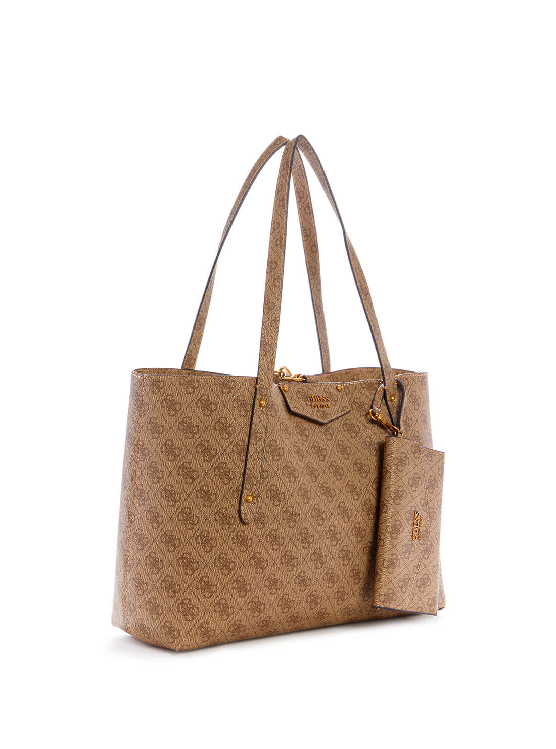 GUESS Women's Eco Brown Brenton Tote Bag ESB839023 Front Side View