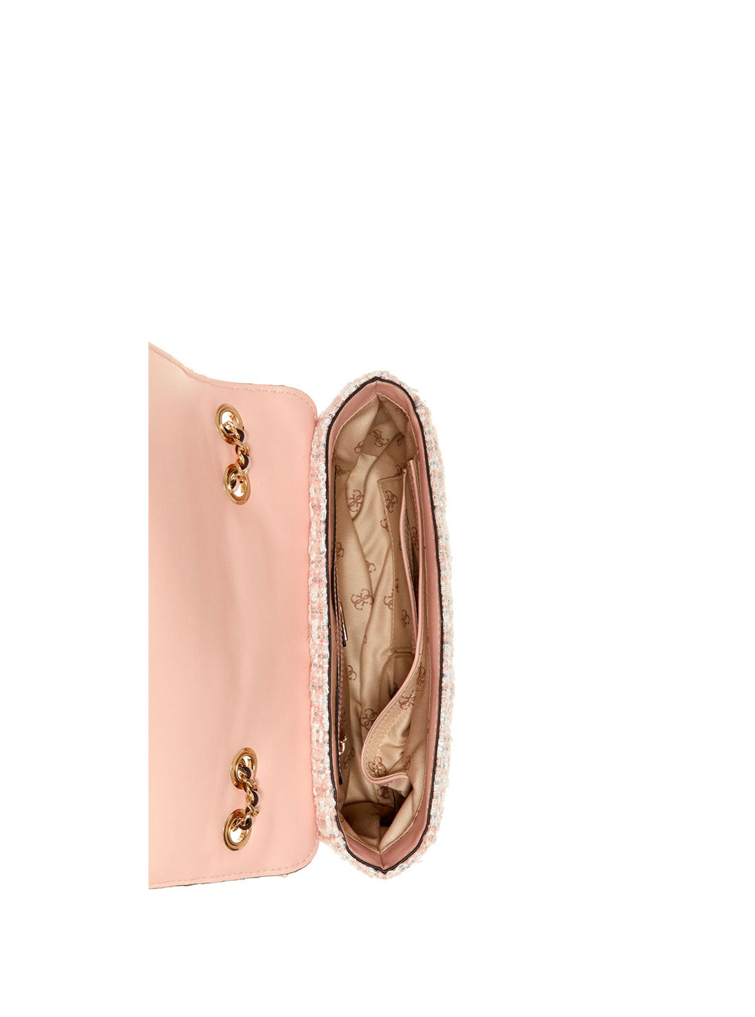 GUESS Womens  Pink Tweed Cessily Crossbody Bag PT767921 Inside View
