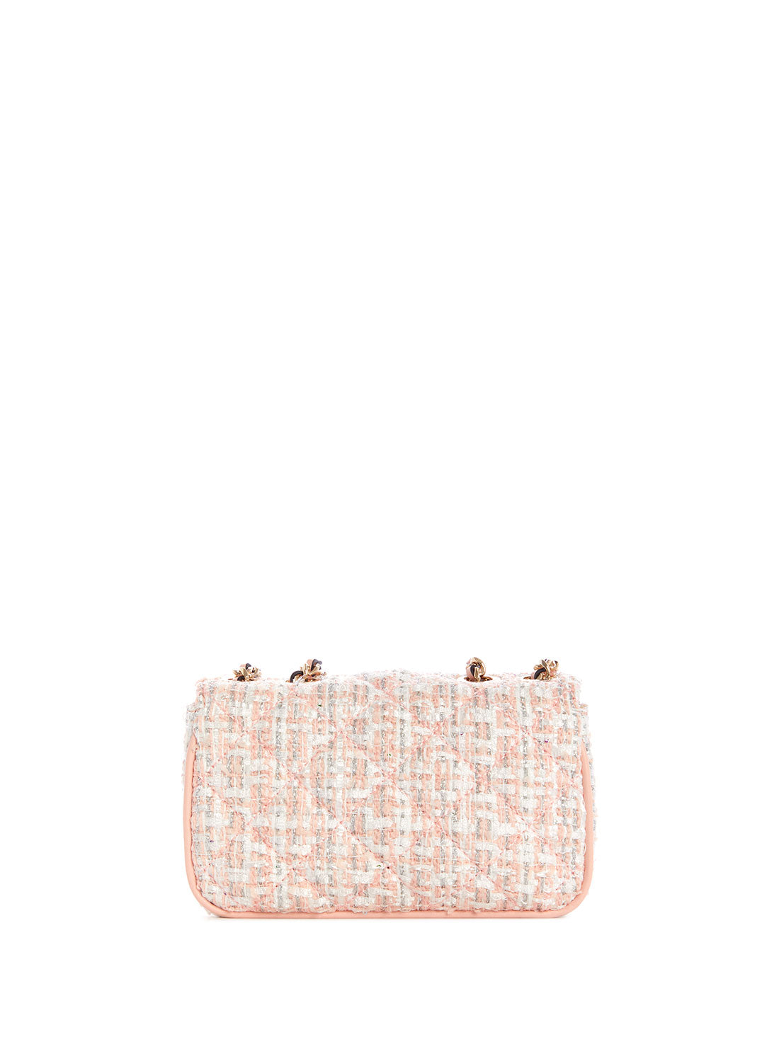 GUESS Womens Pink Multi Tweed Cessily Micro Mini Crossbody Bag PT767978 Back View