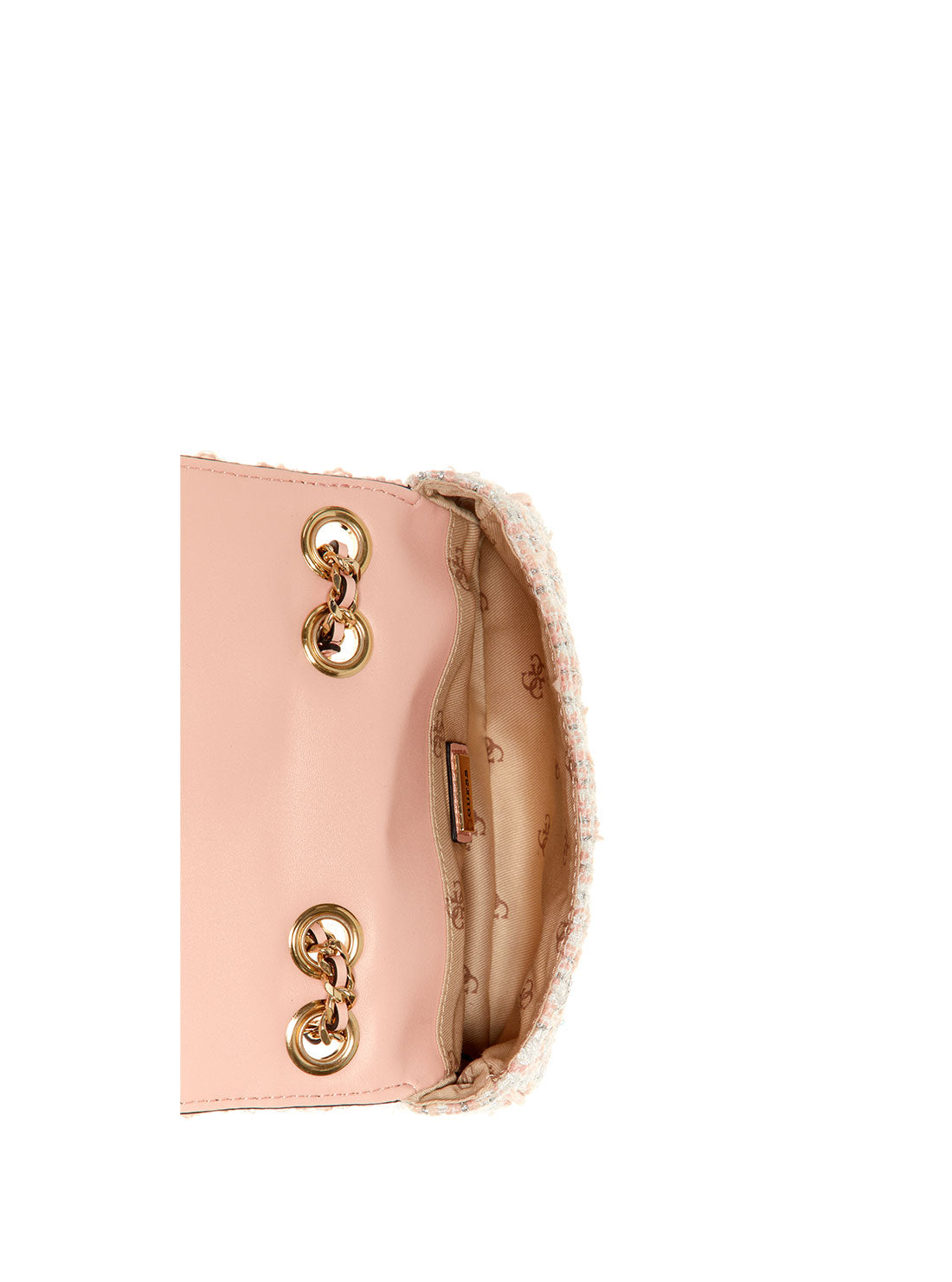 GUESS Womens Pink Multi Tweed Cessily Micro Mini Crossbody Bag PT767978 Inside View