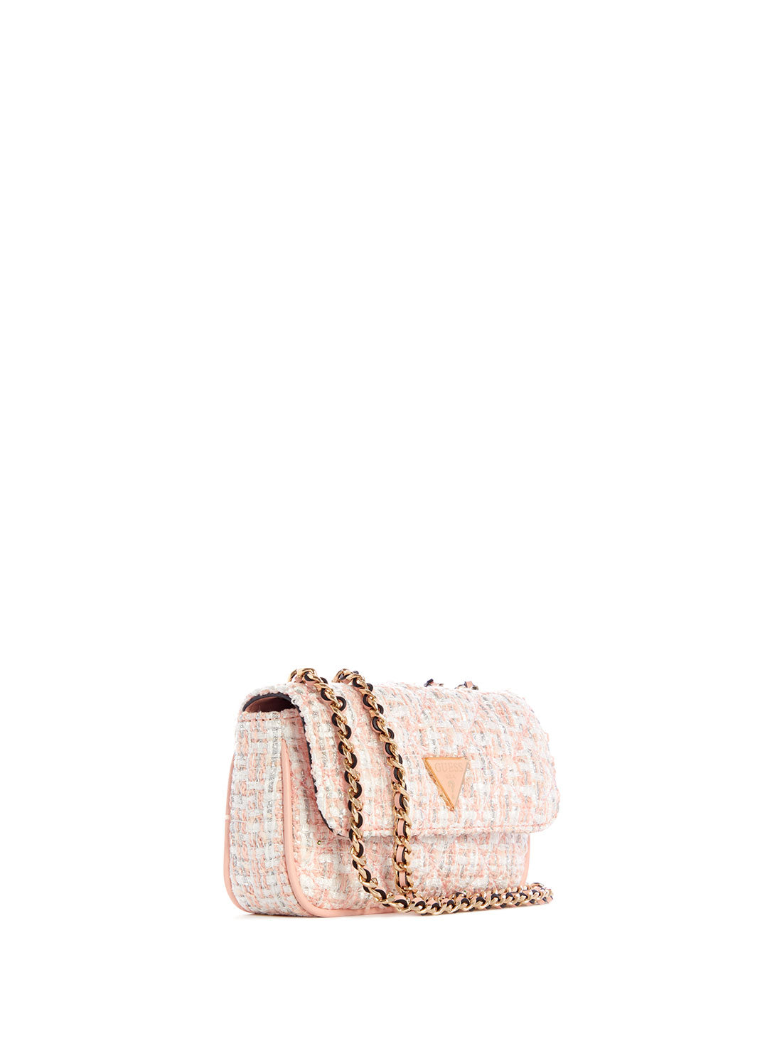GUESS Womens Pink Multi Tweed Cessily Micro Mini Crossbody Bag PT767978 Front Side View