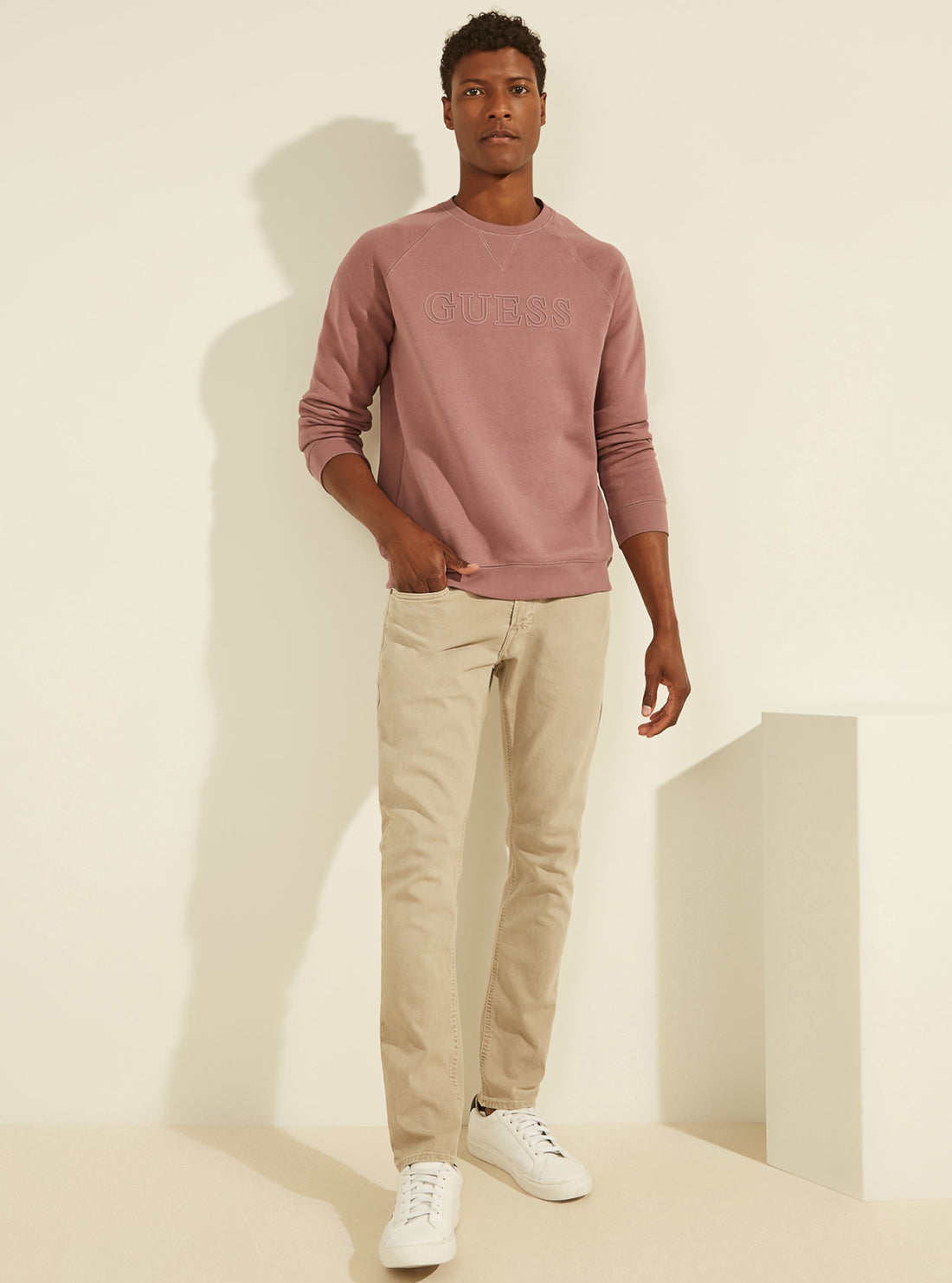 GUESS Mens Eco Hazy Pink Aldwin Active Jumper U1YA02K9V31 Full View