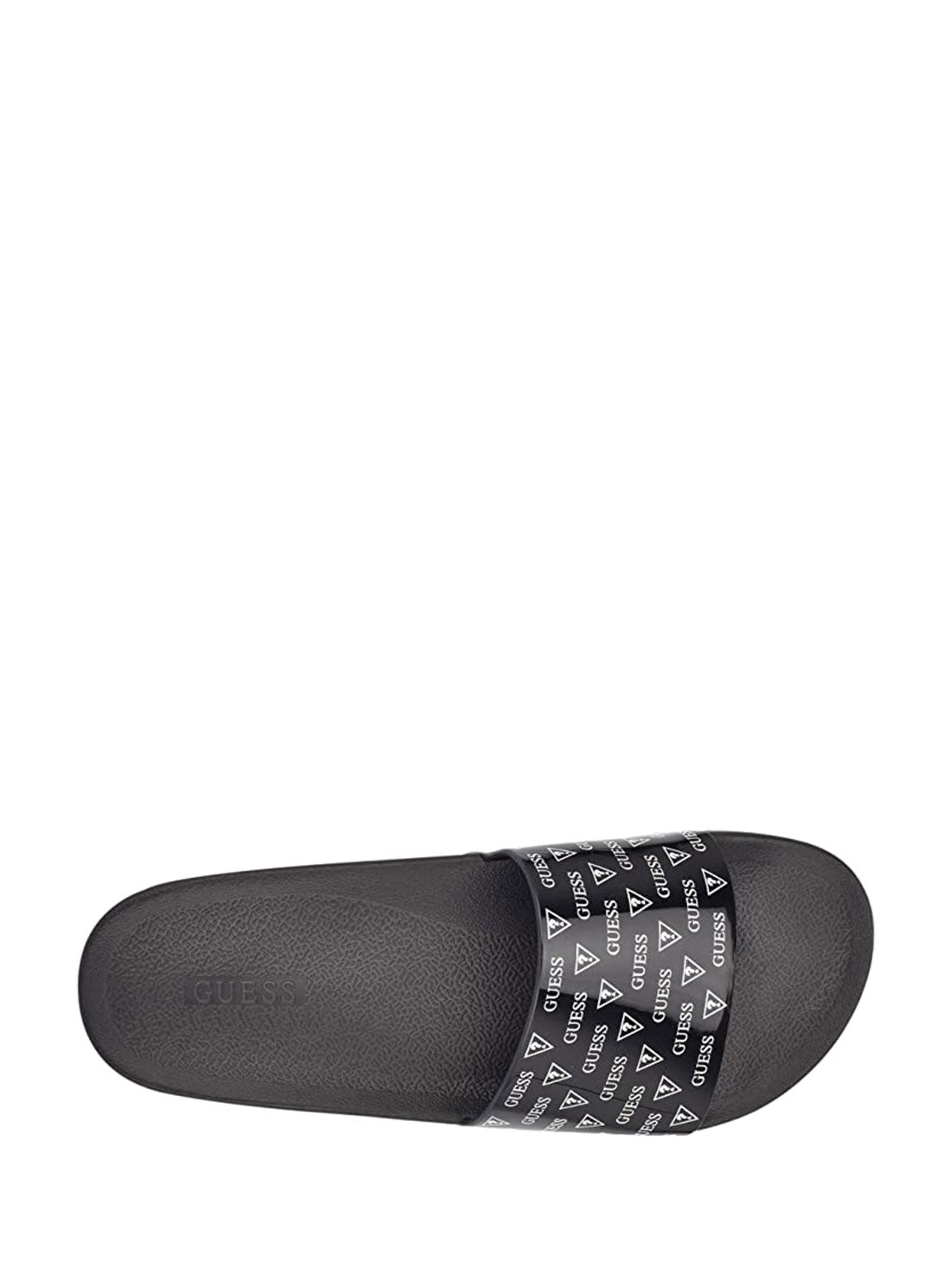 GUESS Men's Black All Over Logo Ester Slides ESTER Top View