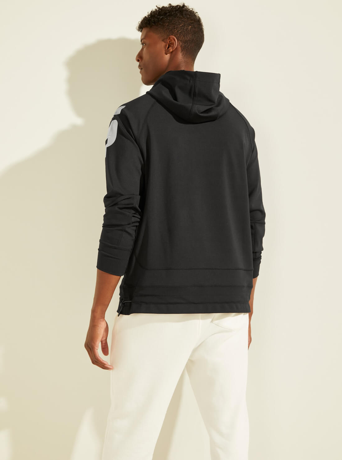 GUESS Mens Black Arden Scuba Active Hoodie U0BA29KA5N0 Back View