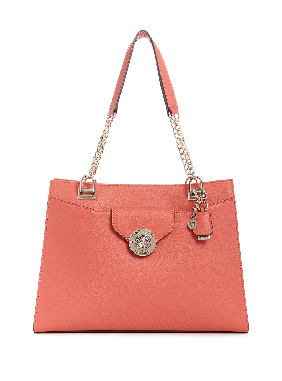 GUESS Womens Coral Pink Belle Isle Society Carryall VG774423 Front View
