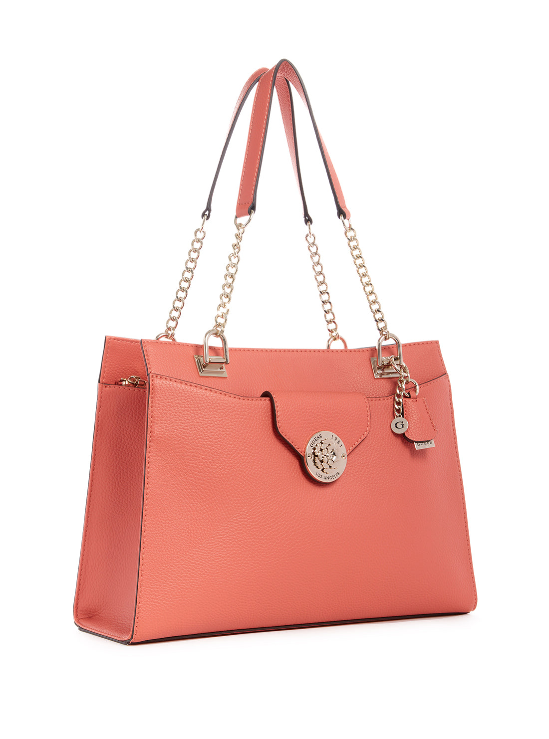 GUESS Womens Coral Pink Belle Isle Society Carryall VG774423 Side View