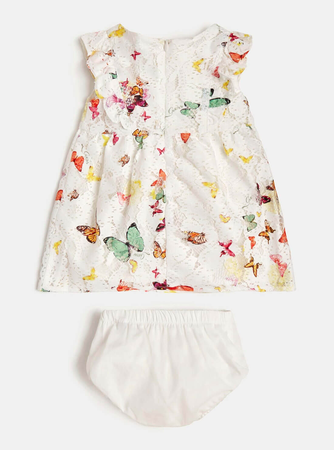 GUESS Baby Girl White Multi  Butterfly Collage Party Dress And Panties 2-Piece Set (3-18m) A2RK26WEH80 Back View