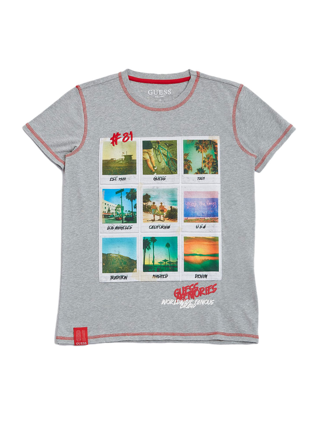 GUESS Big Boys Grey Graphic Memories Logo T-Shirt (7-16) L2RI17KAV10 Front View