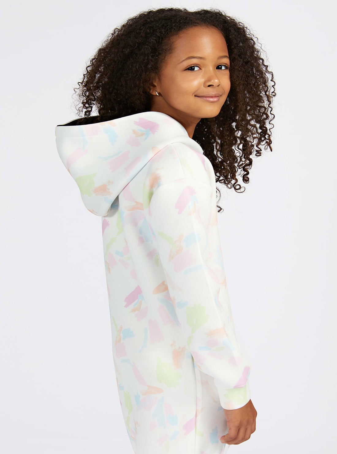 GUESS Big Girls White Combo Fleece Dress (8-16) J2RK43JR06W Back View