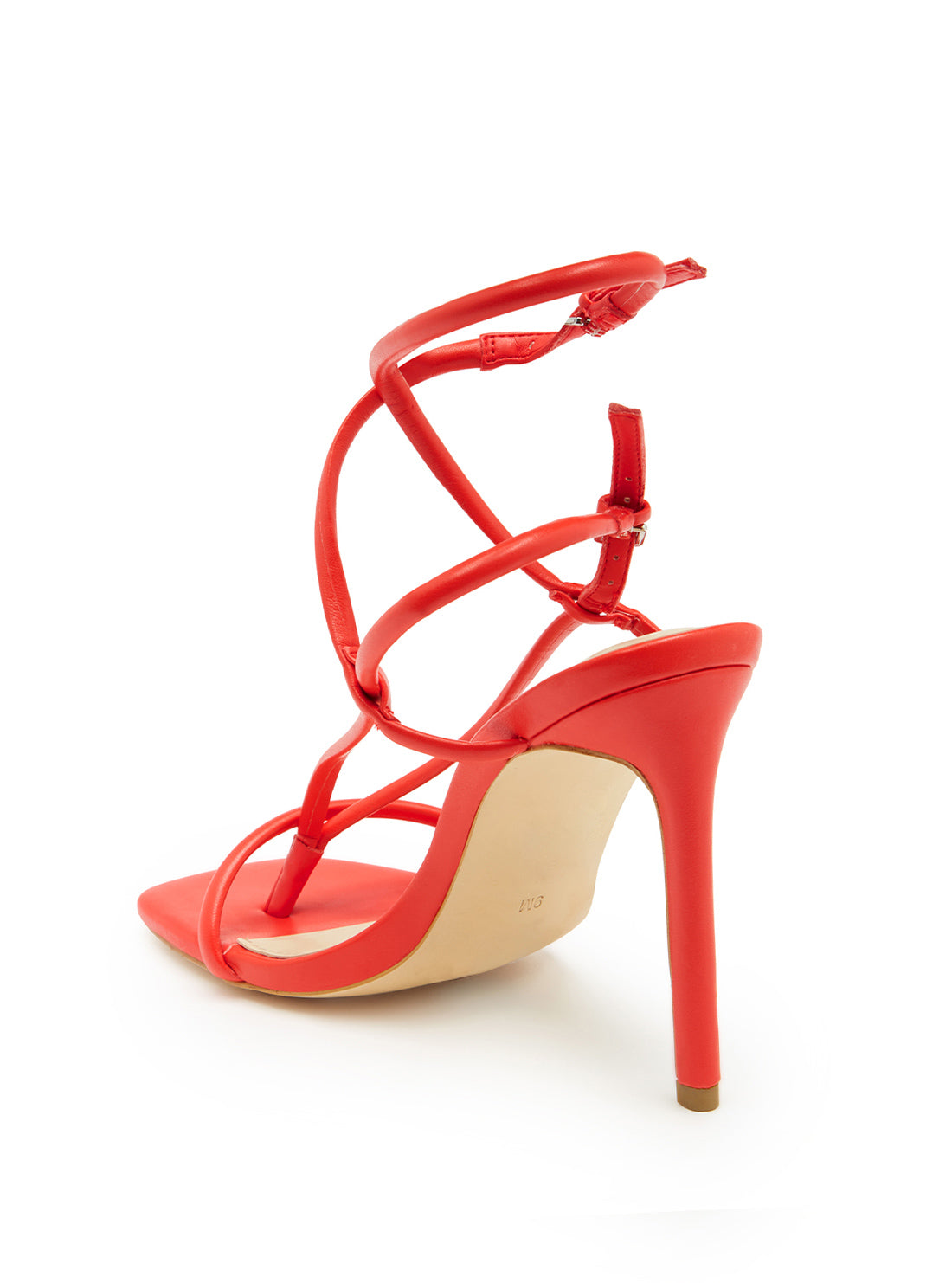 GUESS Women's Red Bilma Strappy Stiletto Heels BILMA Back View