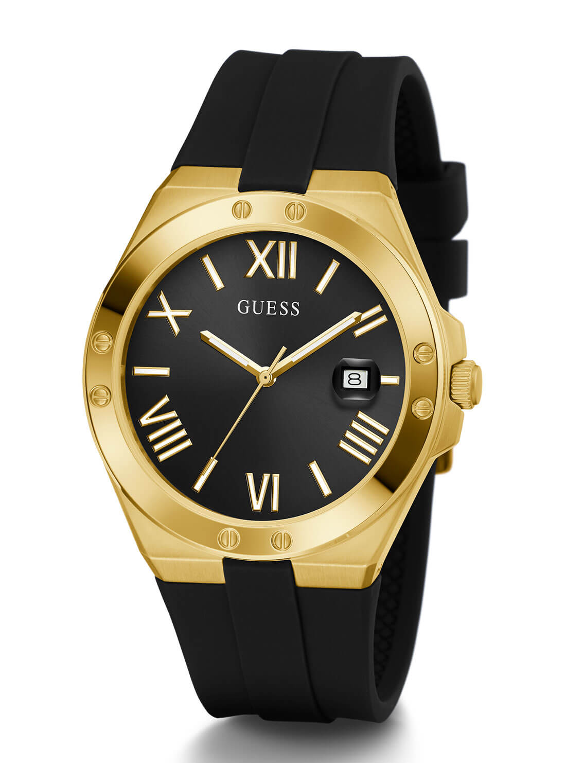 GUESS Mens Black Gold Perspective Watch GW0388G2 Front Angle View
