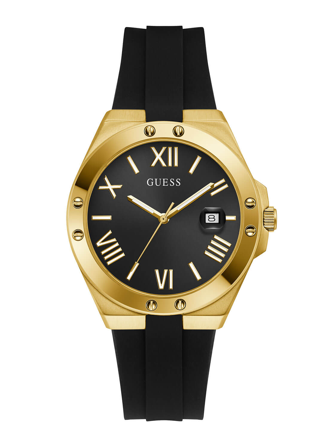 GUESS Mens Black Gold Perspective Watch GW0388G2 Front View