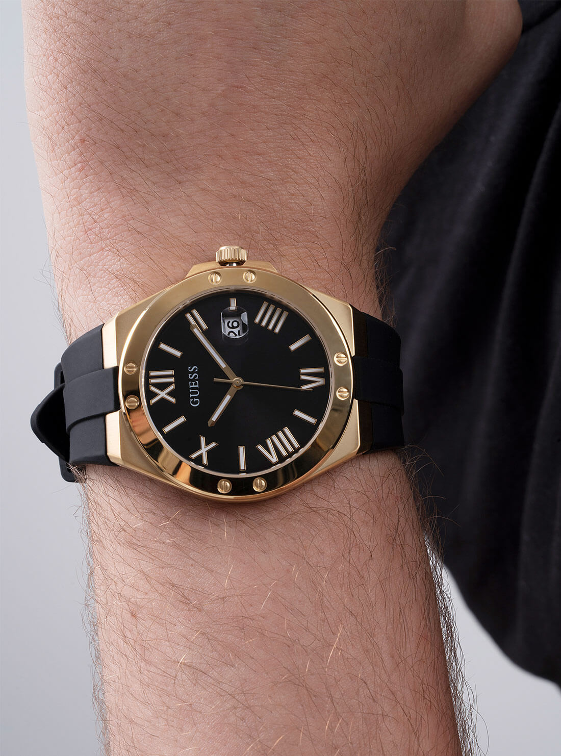 GUESS Mens Black Gold Perspective Watch GW0388G2 Model View