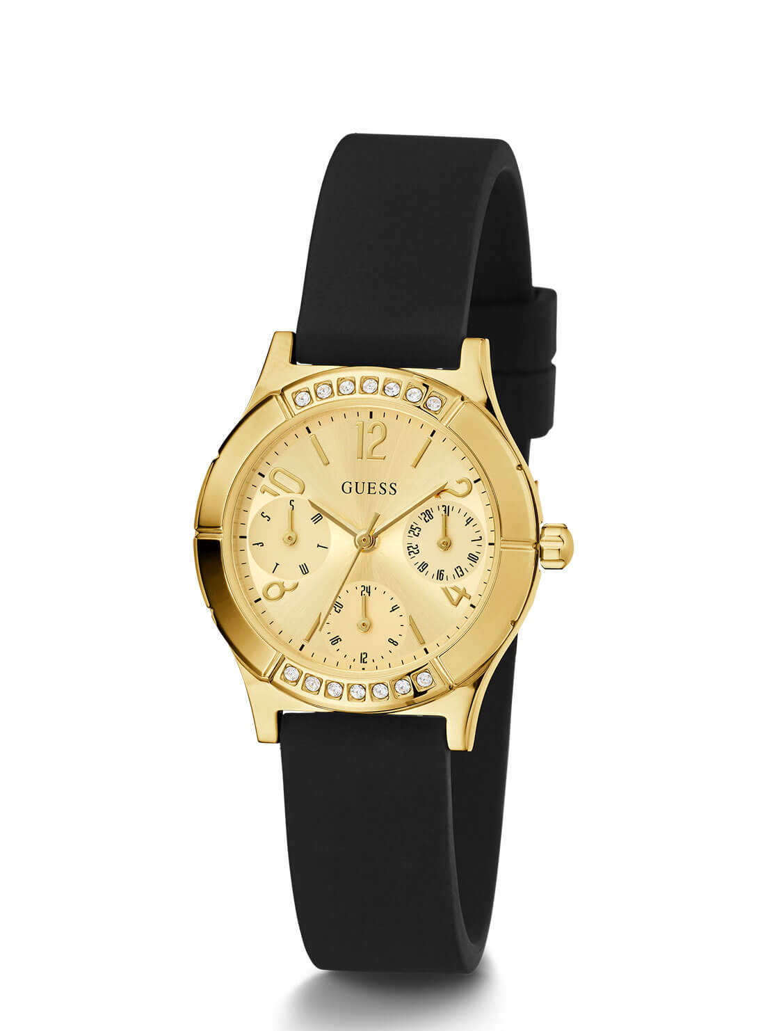 GUESS Womens Black Gold Piper Watch GW0451L1 Angle View