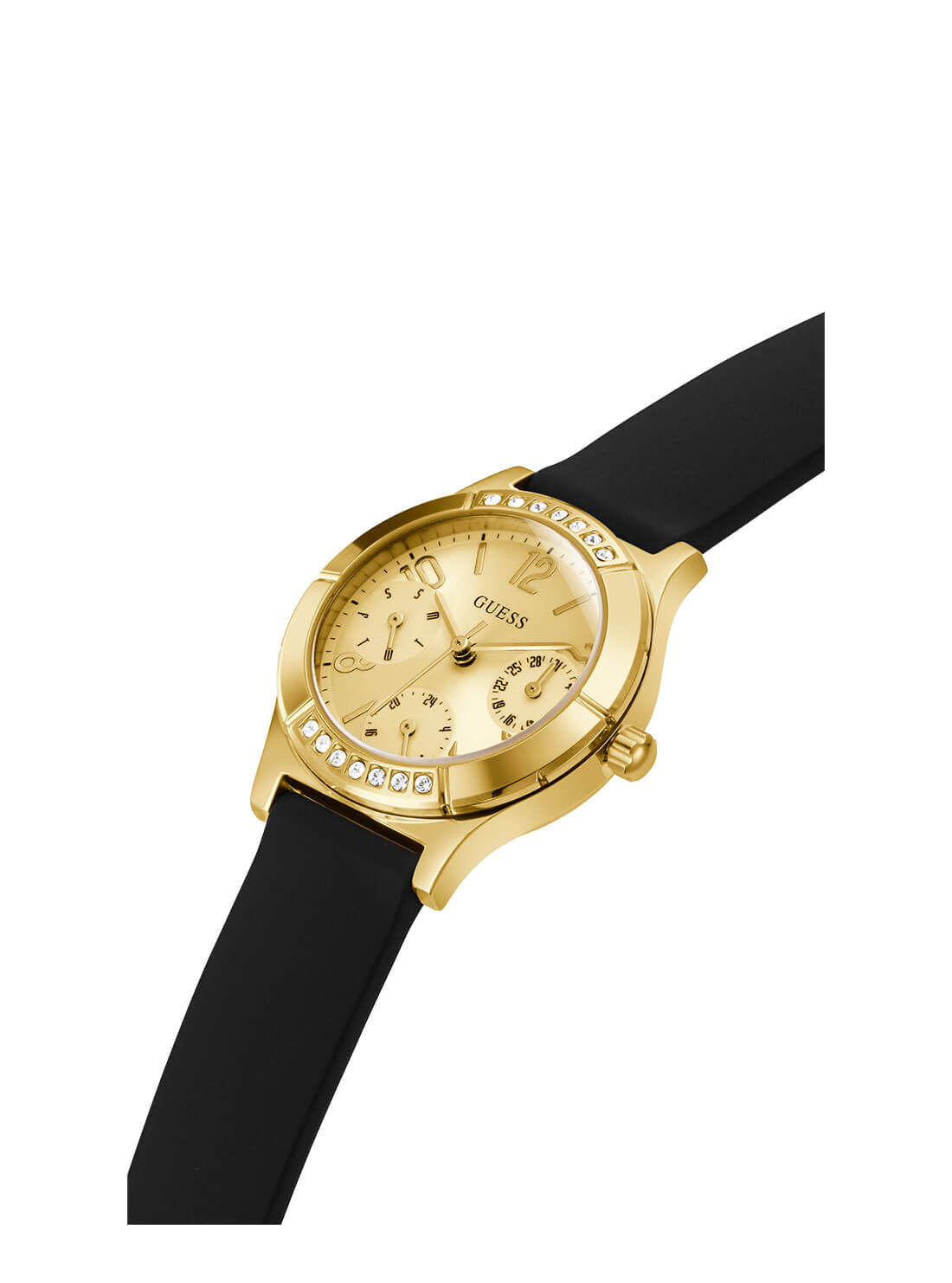 GUESS Womens Black Gold Piper Watch GW0451L1 Front Side View