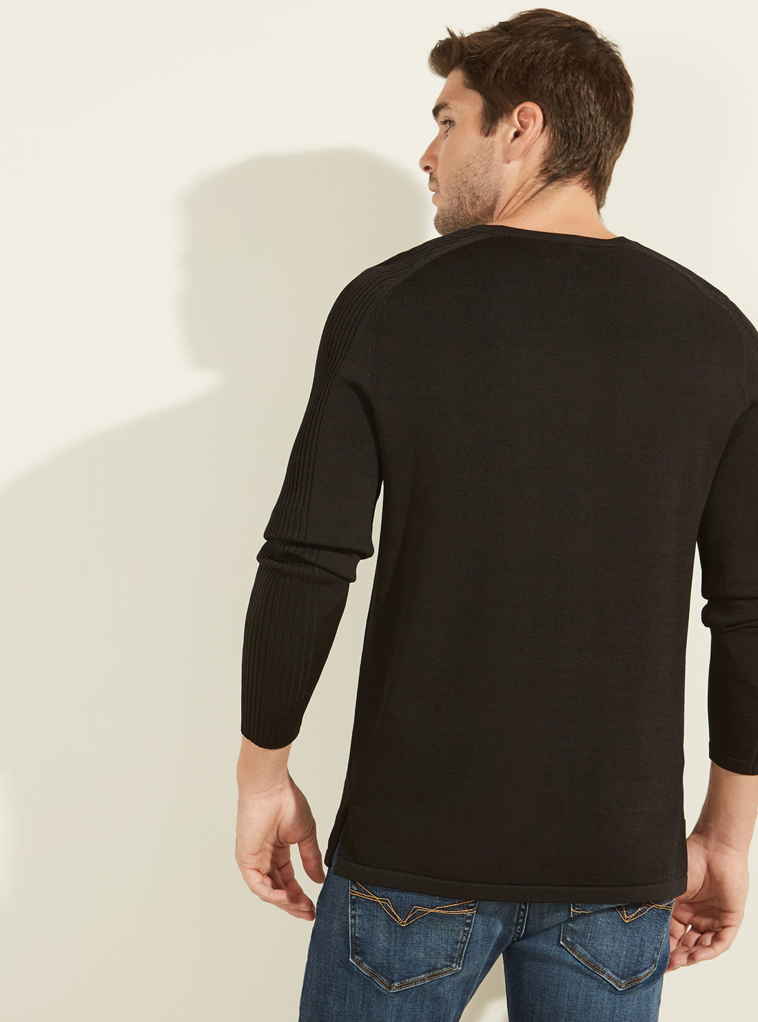 GUESS Mens Black Hi-Gloss Logo Jumper M0RR52R1TJ2 Back View