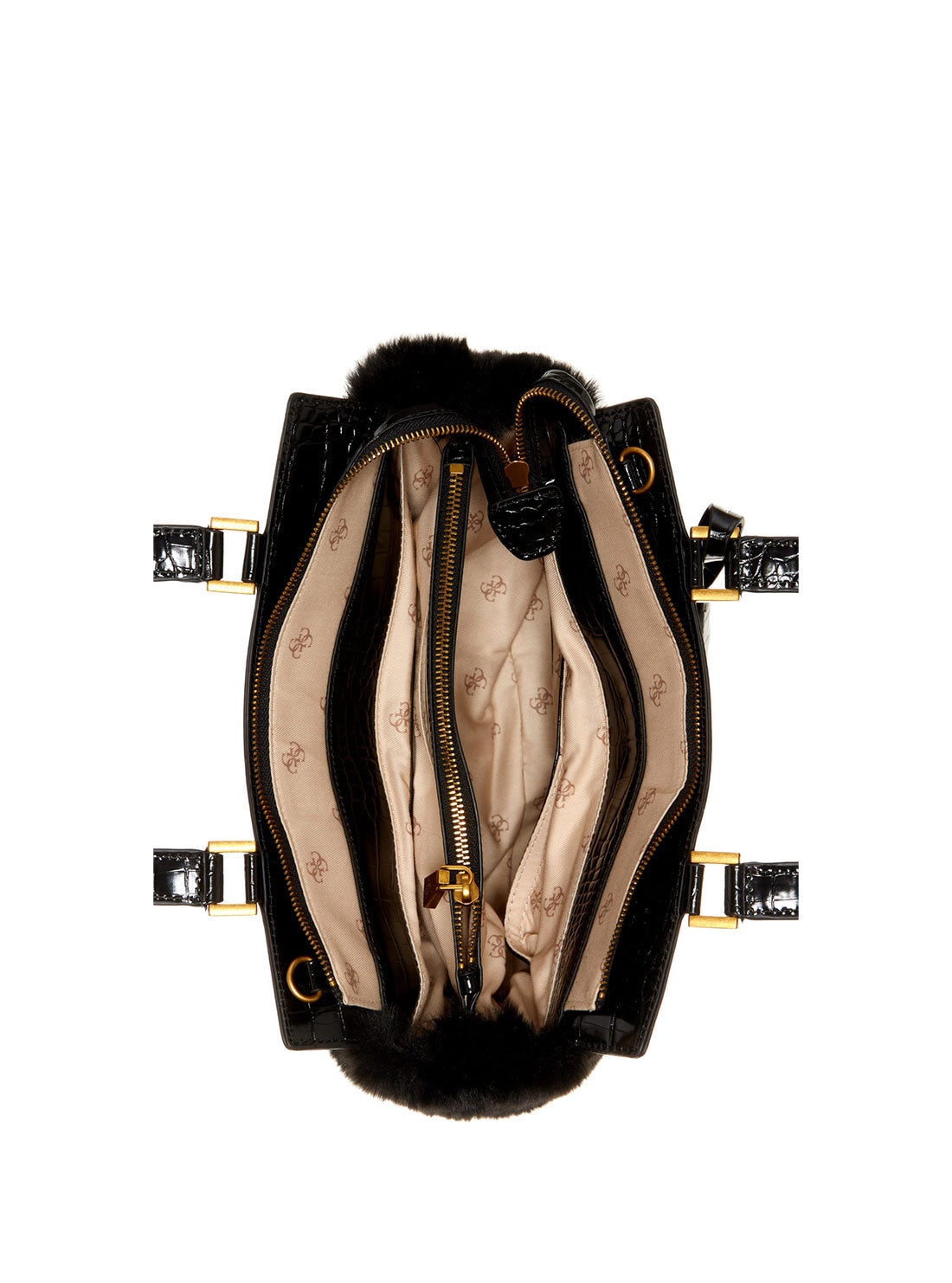 GUESS Womens Black Katey Luxe Luxury Satchel FB838328 Inside View