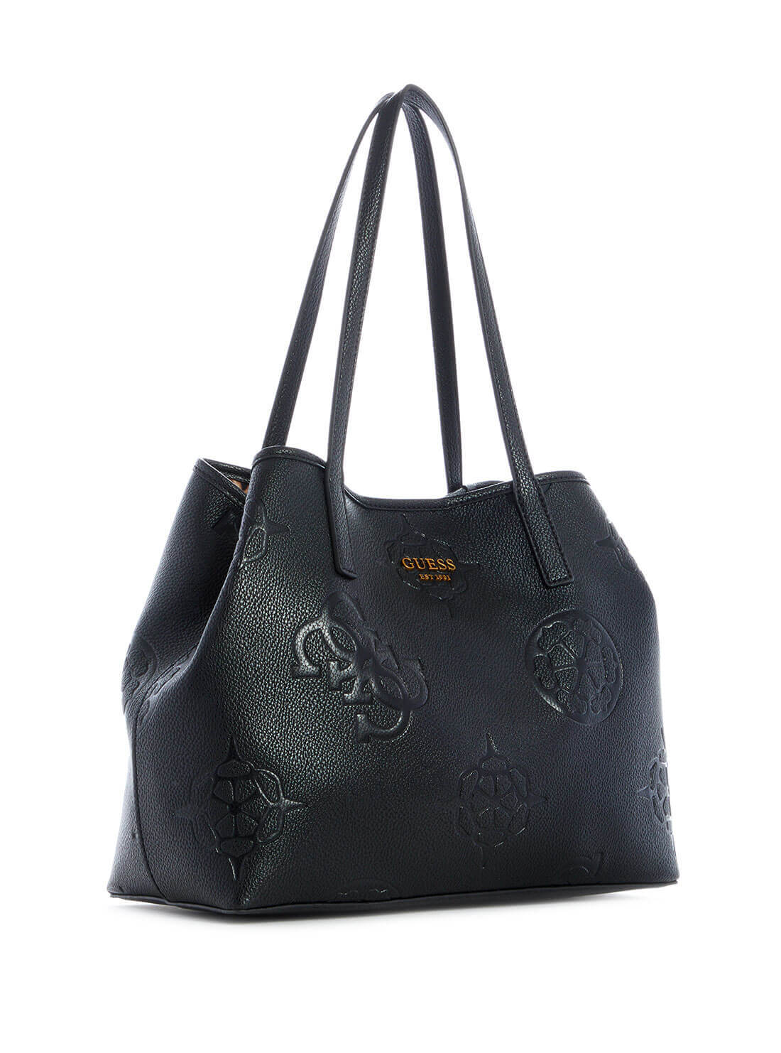 GUESS Women's Black Logo Vikky Tote Bag DB699523 Front Side View