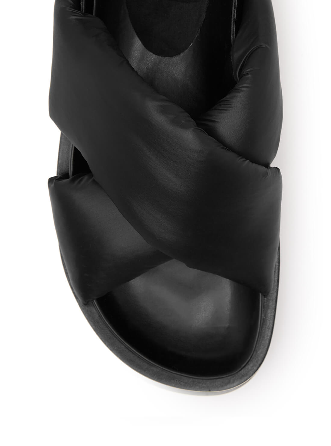 GUESS Womens Black Quilted Fabulus Flat Sandals FABULUS-A Top View