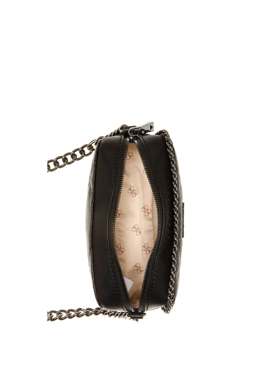 GUESS Womens Black Quilted Khatia Crossbody Camera Bag QM838114 Inside View
