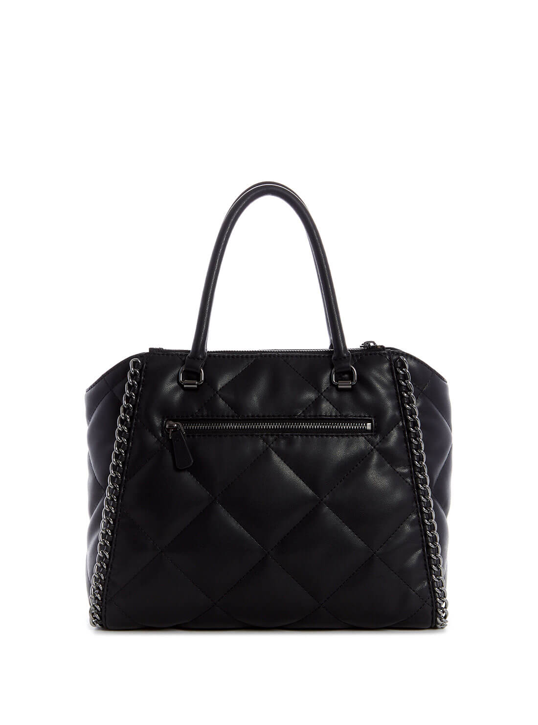 GUESS Womens Black Quilted Khatia Society Satchel QM838107 Back View