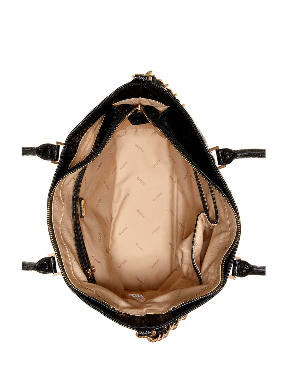 GUESS Womens Black Quilted Kobo Elite Tote Bag GG841123 Inside View