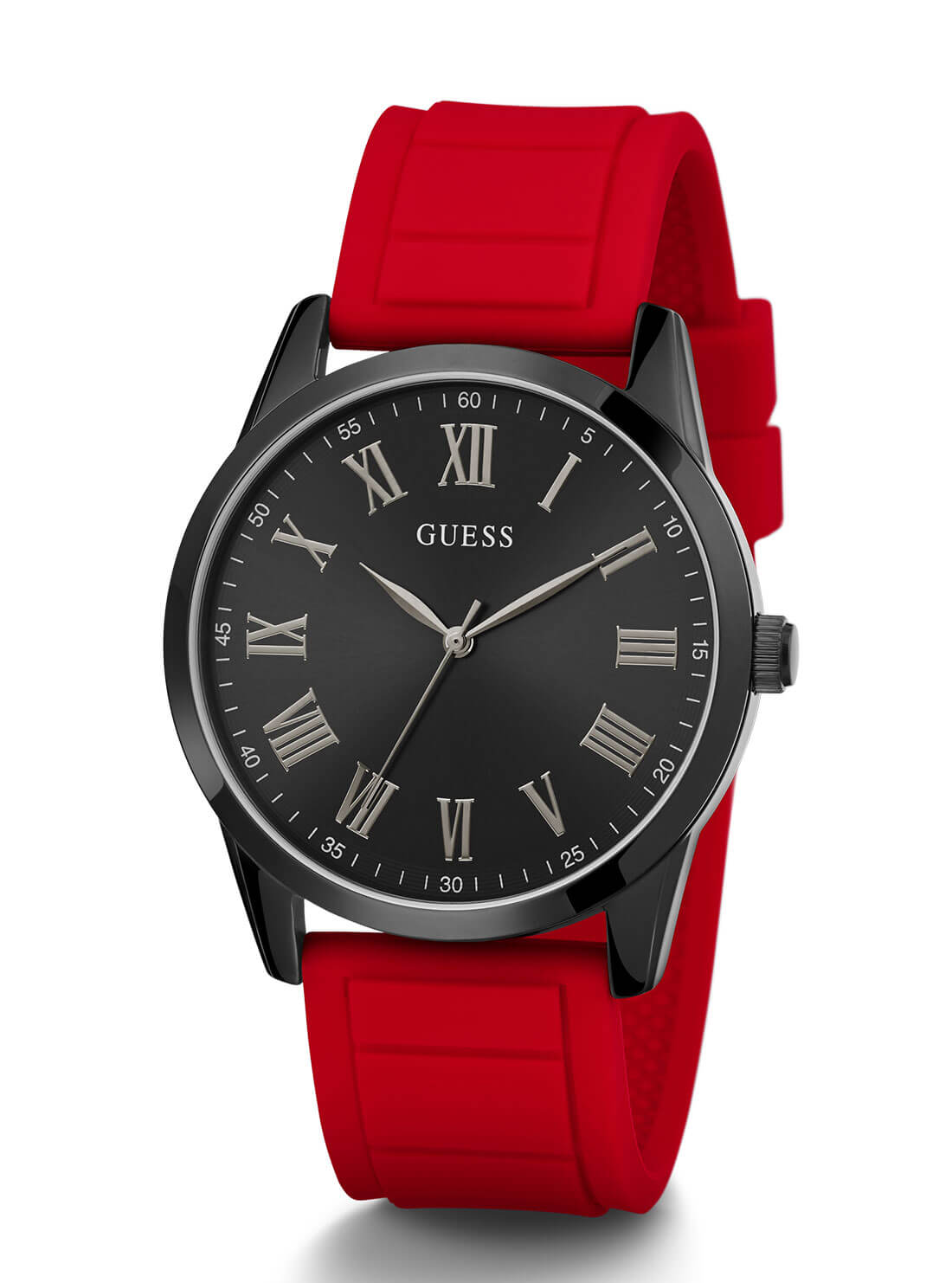 GUESS Mens Black Red Charter Watch GW0362G4 Angle View