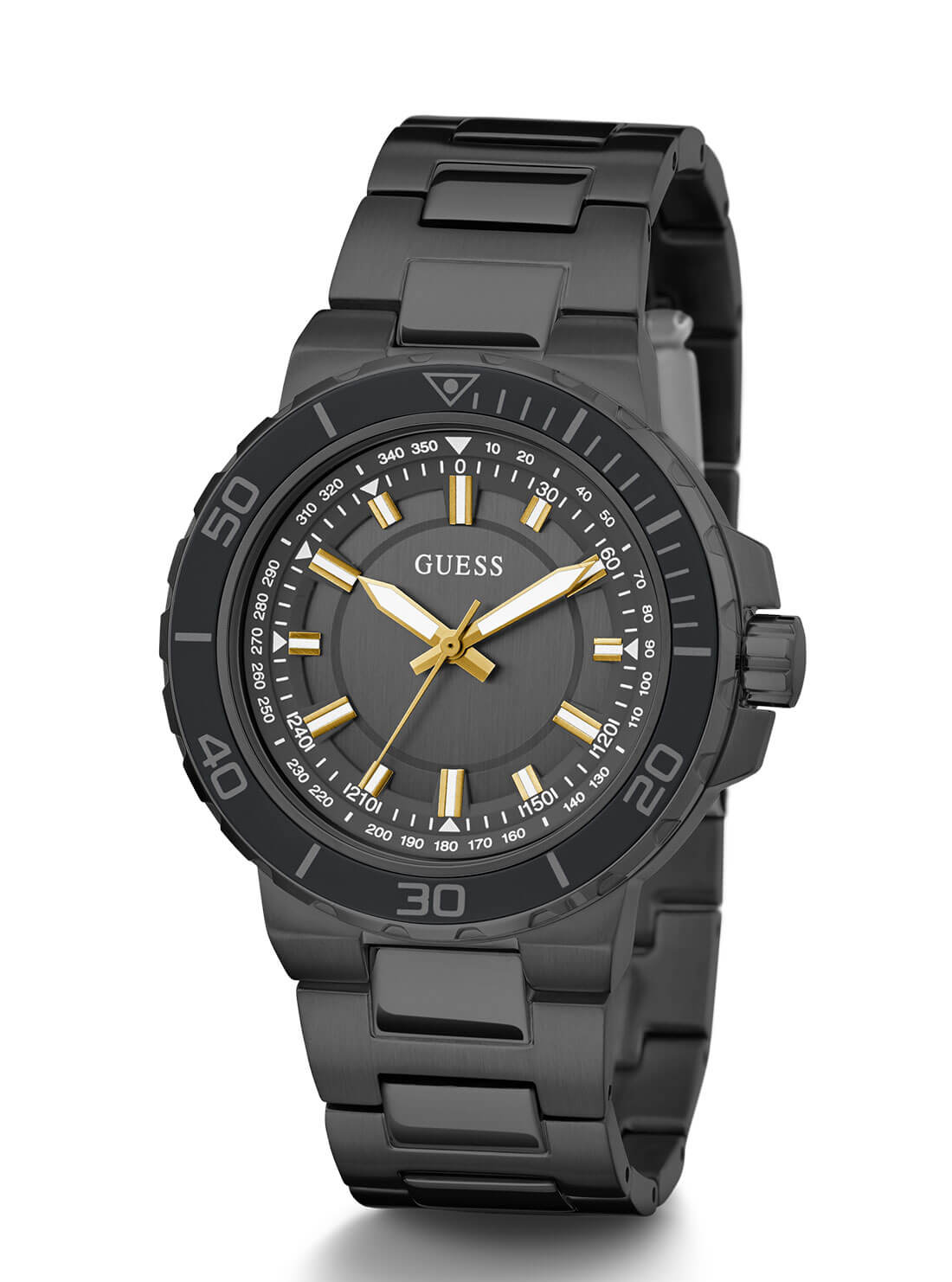 GUESS Mens Black Track Watch GW0426G3 Angle View