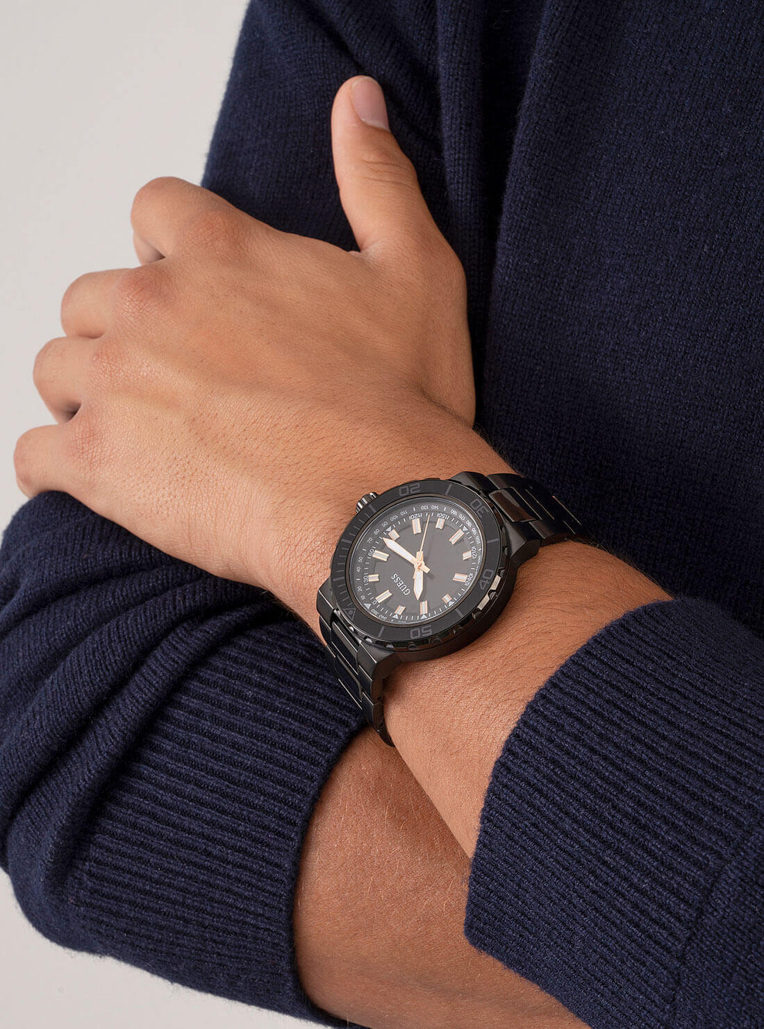 GUESS Mens Black Track Watch GW0426G3 Model View