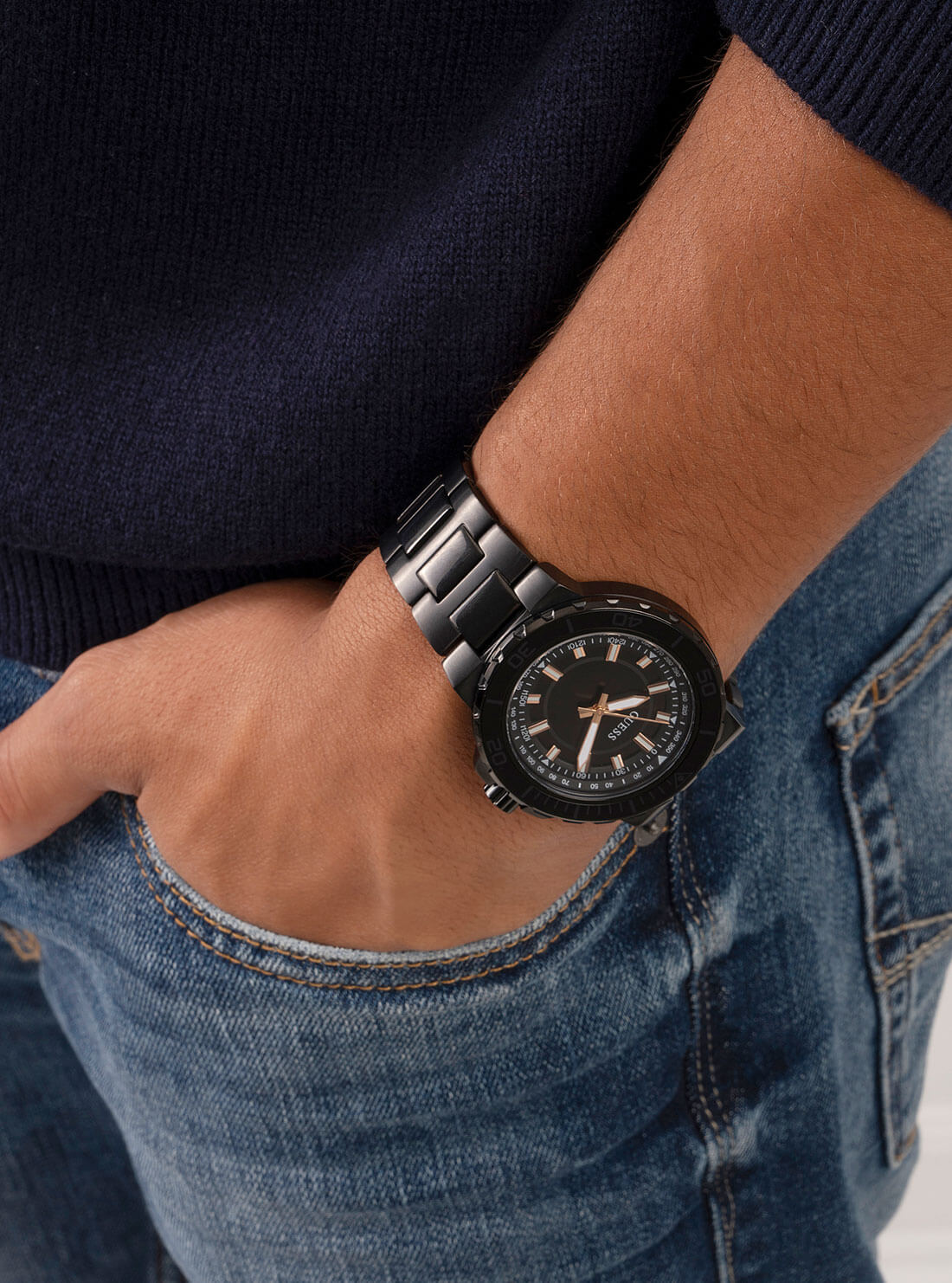 GUESS Mens Black Track Watch GW0426G3 Wrist View