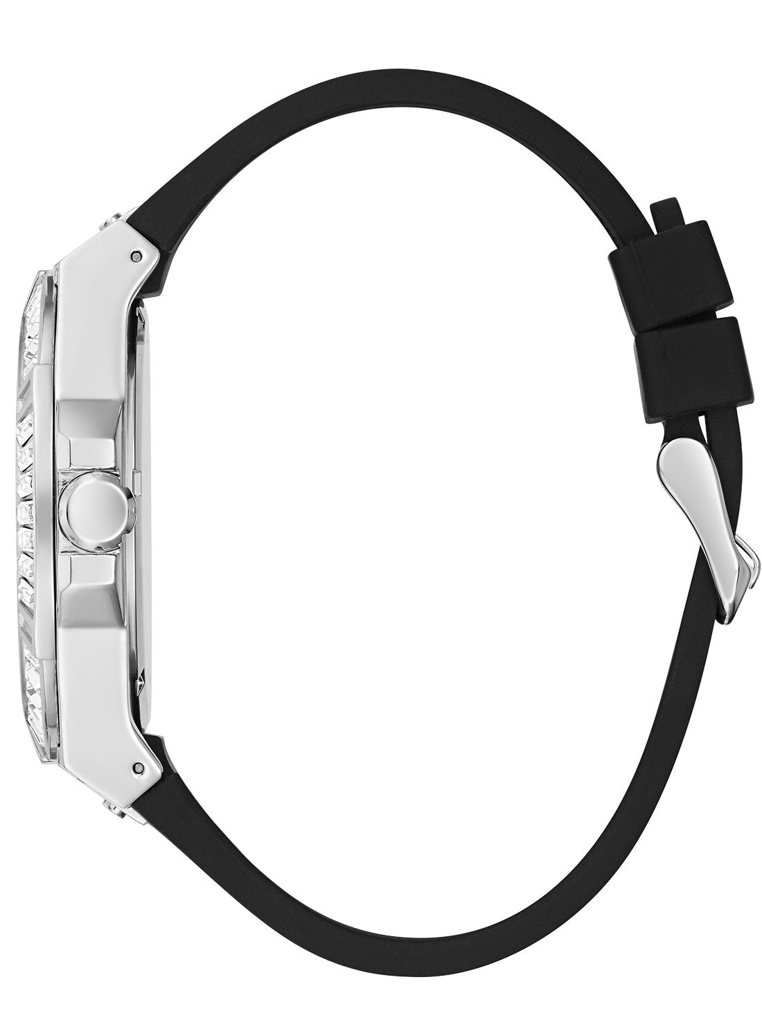 GUESS Mens Black and Silver Zeus Crystal Watch GW0208G1 Side View