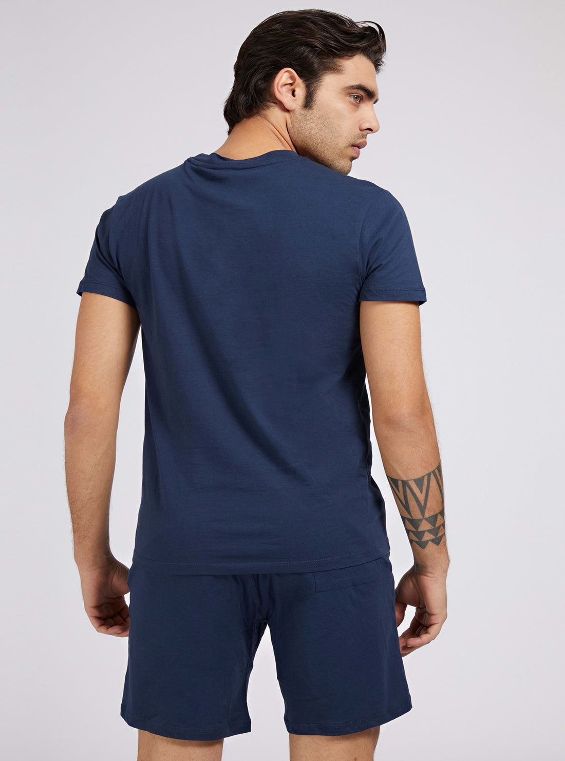 GUESS Mens Blue Summers Tale Pyjama 2-Piece Set U1GX00JR018 Back View