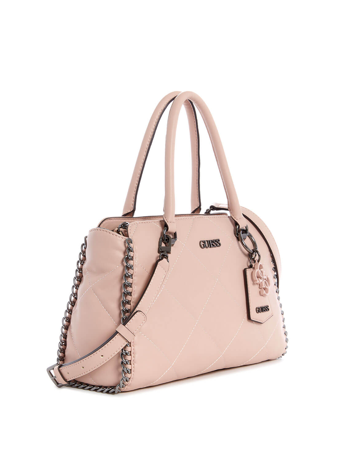 GUESS Womens Blush Pink Khatia Girlfriend Satchel QM838106 Front Side View