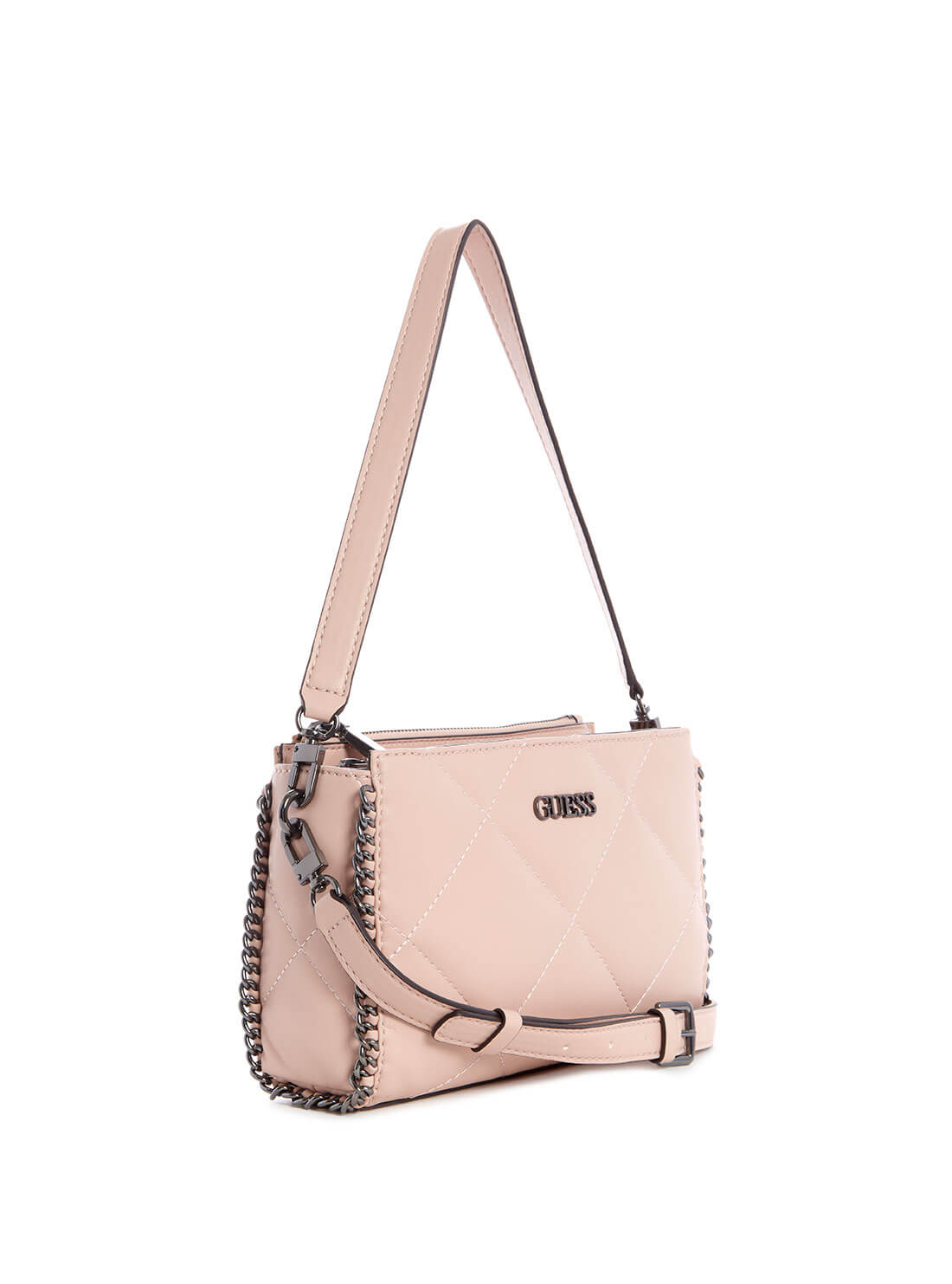 GUESS Womens Blush Pink Khatia Shoulder Bag QM838118 Front Side View